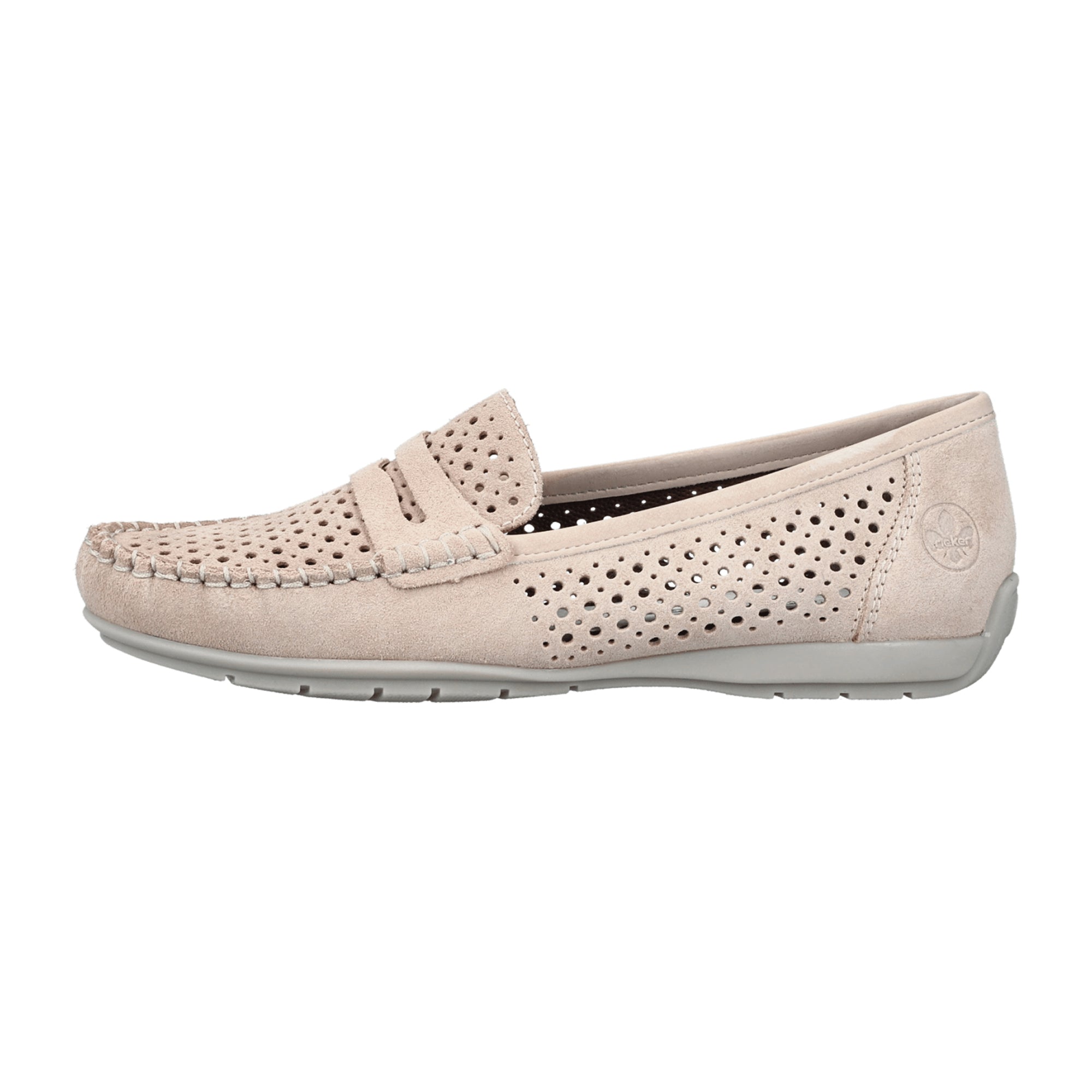 Rieker Women's Pink Leather Slip-On Shoes Comfortable Flat Sole