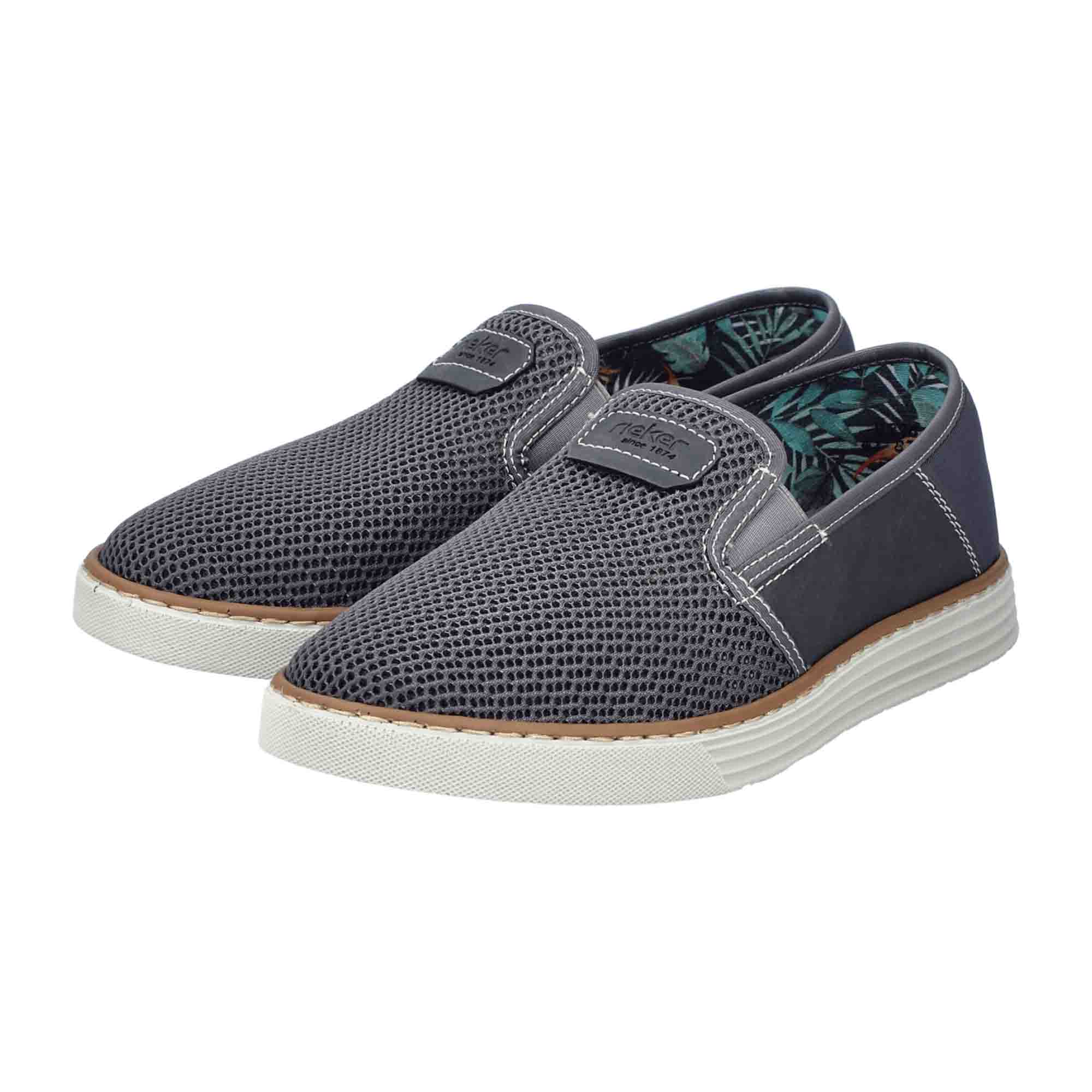 Rieker Ariaccia Gray Slip-On Shoes for Men Comfortable Textile Upper