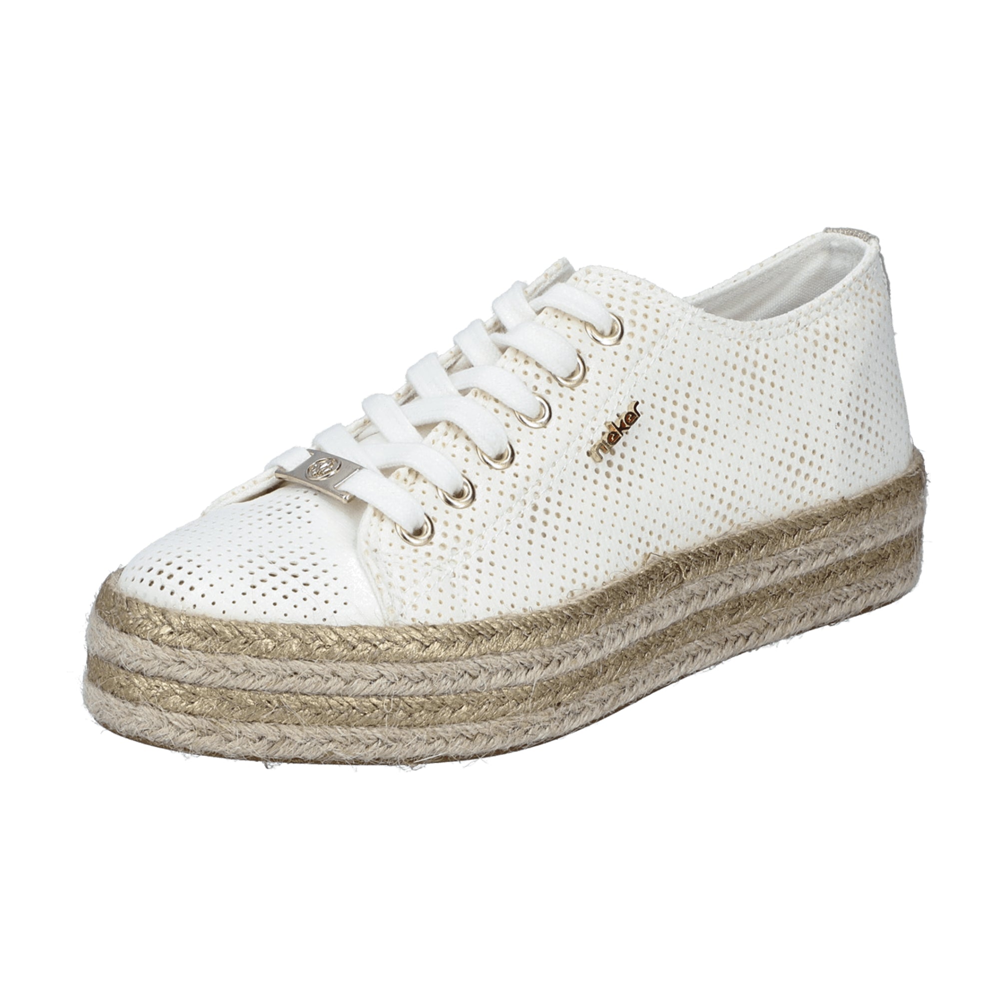 Rieker FSK Women's White Casual Shoes with Low Heel and Textured Sole