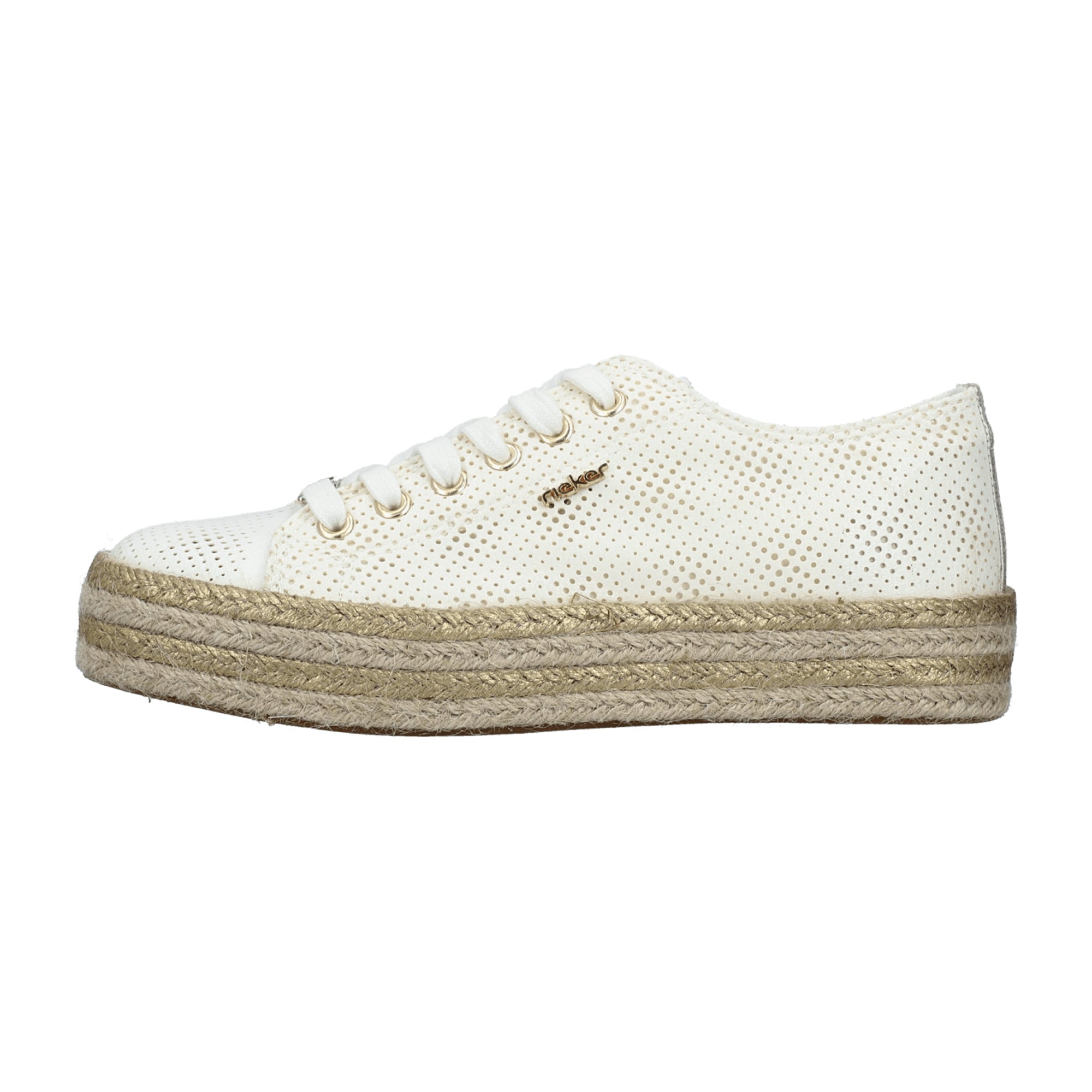 Rieker FSK Women's White Casual Shoes with Low Heel and Textured Sole