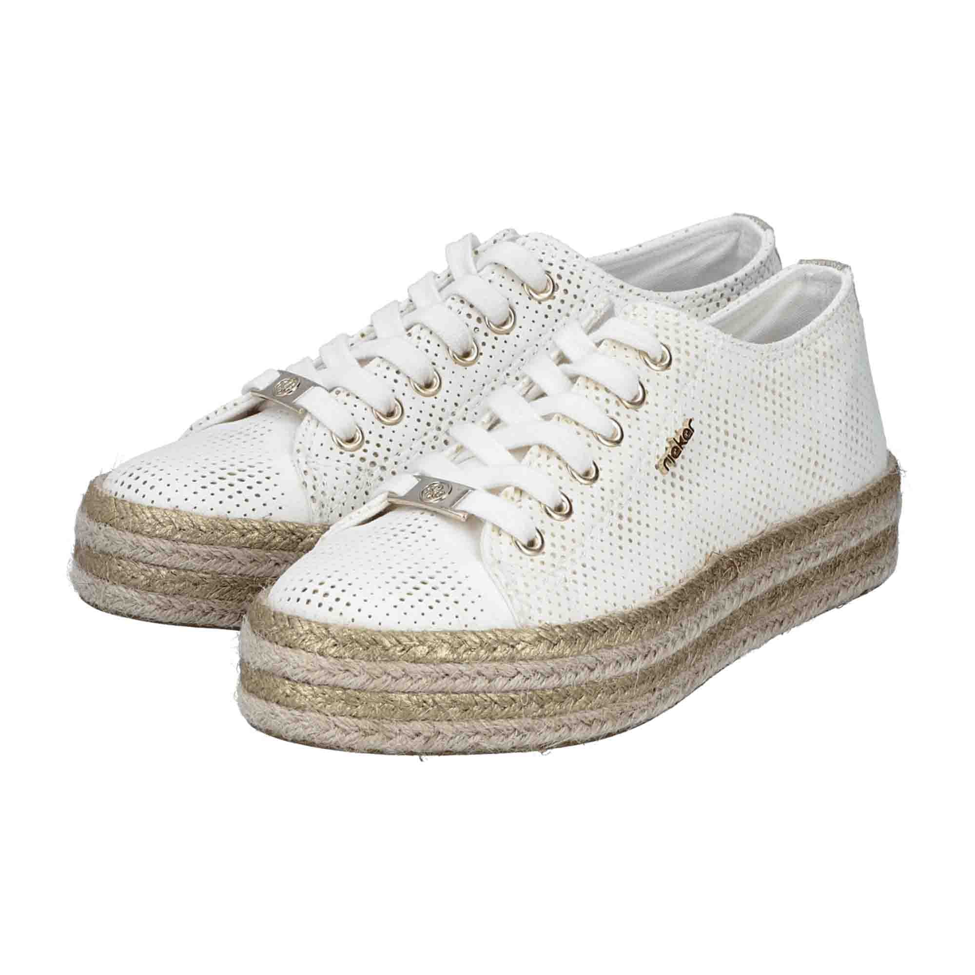 Rieker FSK Women's White Casual Shoes with Low Heel and Textured Sole