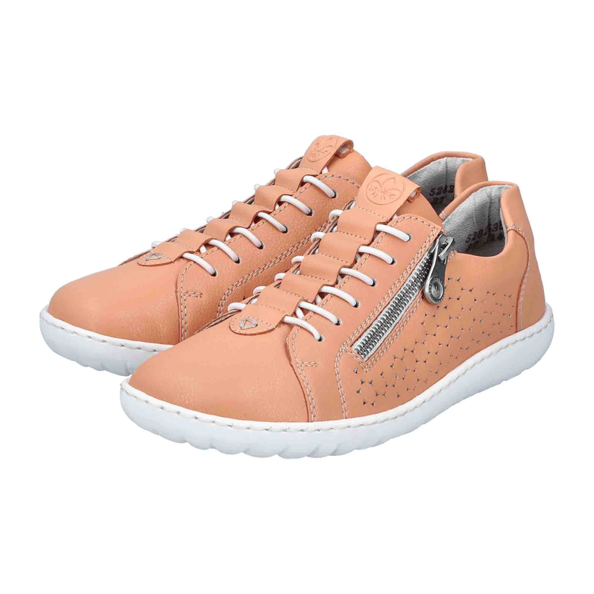 Rieker Women's Orange Slip-On Leather Shoes Comfortable Flat Lightweight