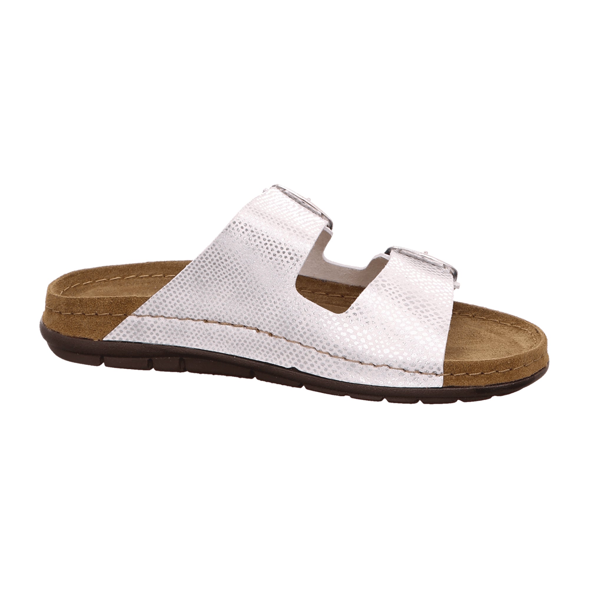 Rohde Rodigo-D Women's Silver Sandals with Buckle Closure and Wedge Heel