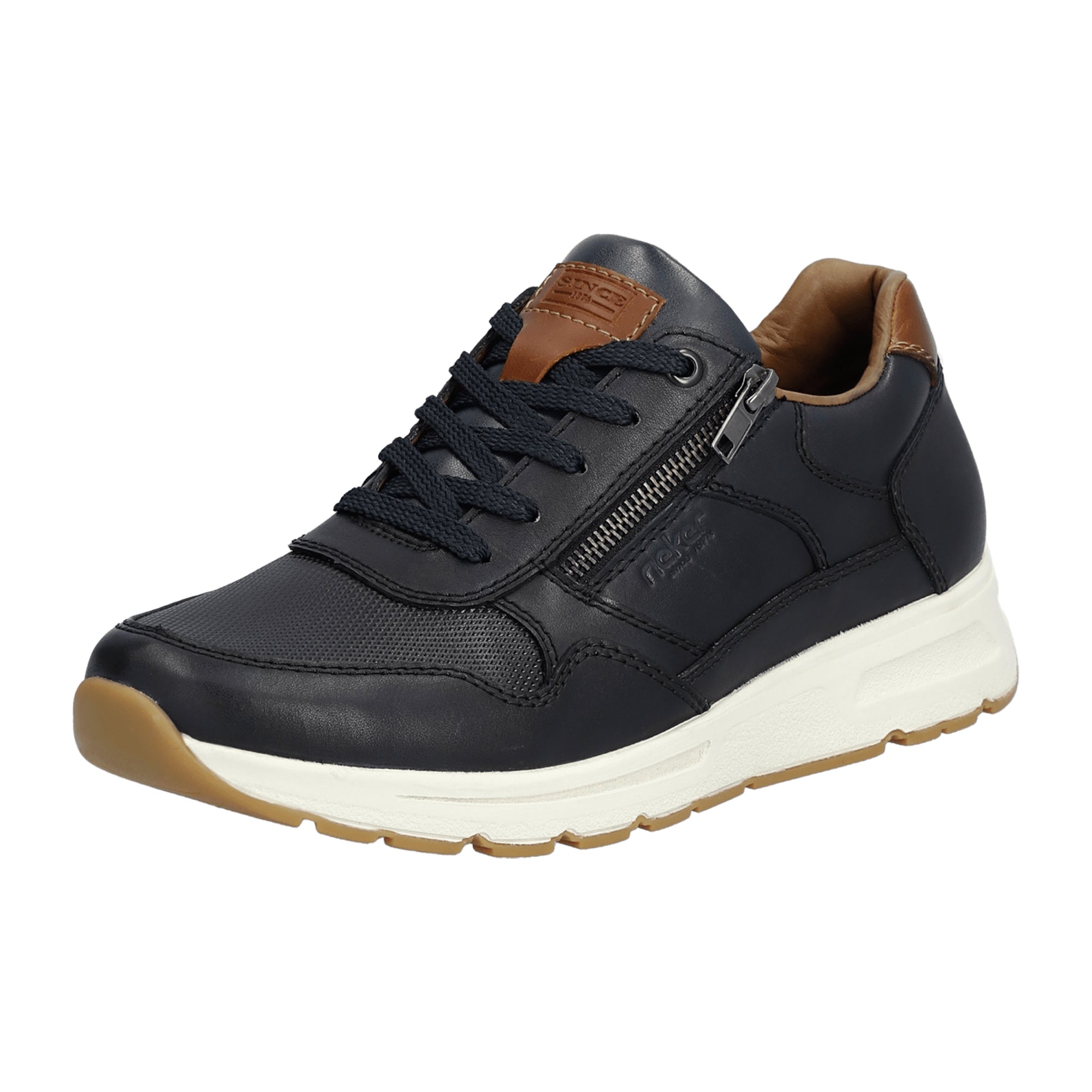 Rieker Men's Blue Casual Leather Shoes Comfortable Flat Sole