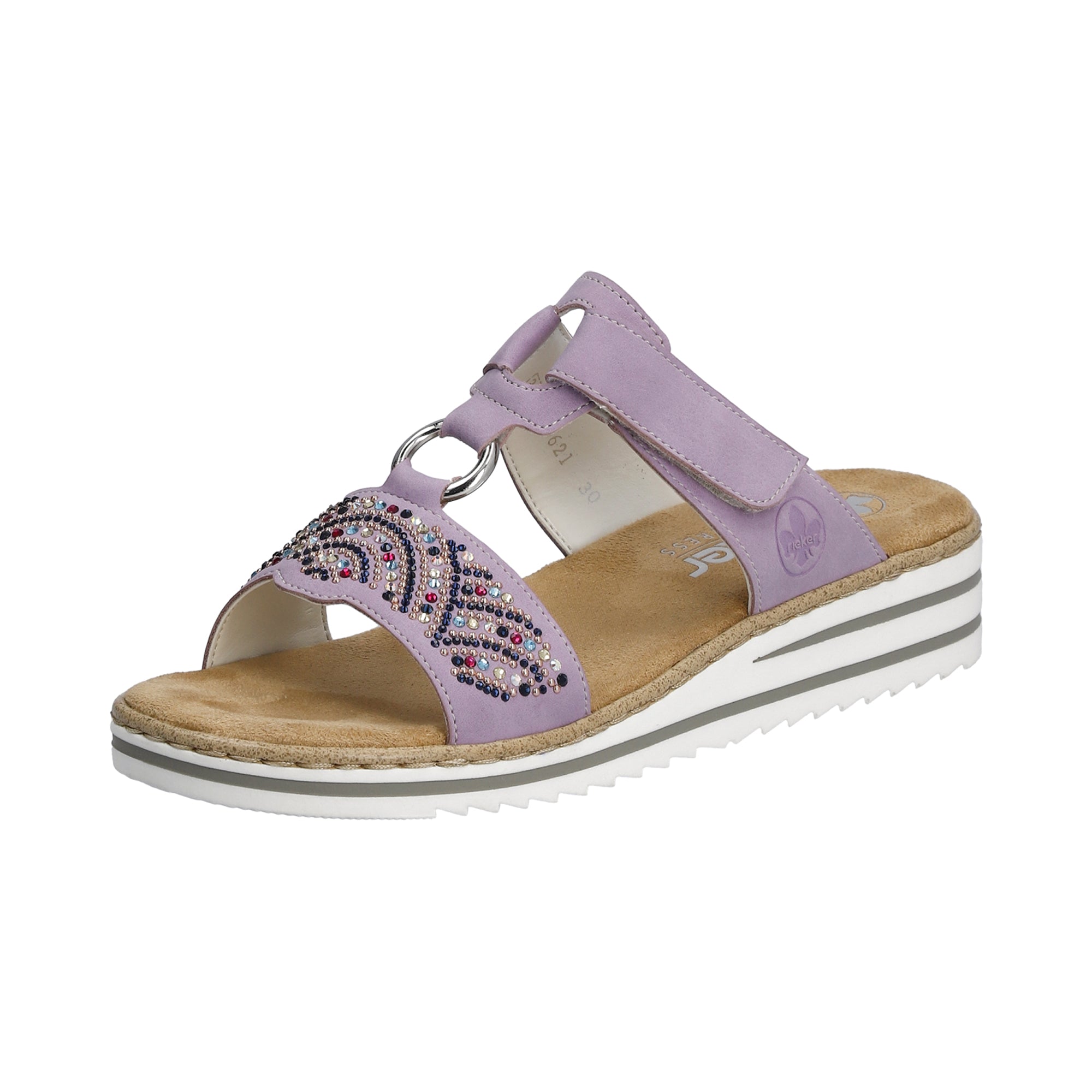 Rieker Morelia Purple Women's Shoes with Velcro Strap and Flat Heel