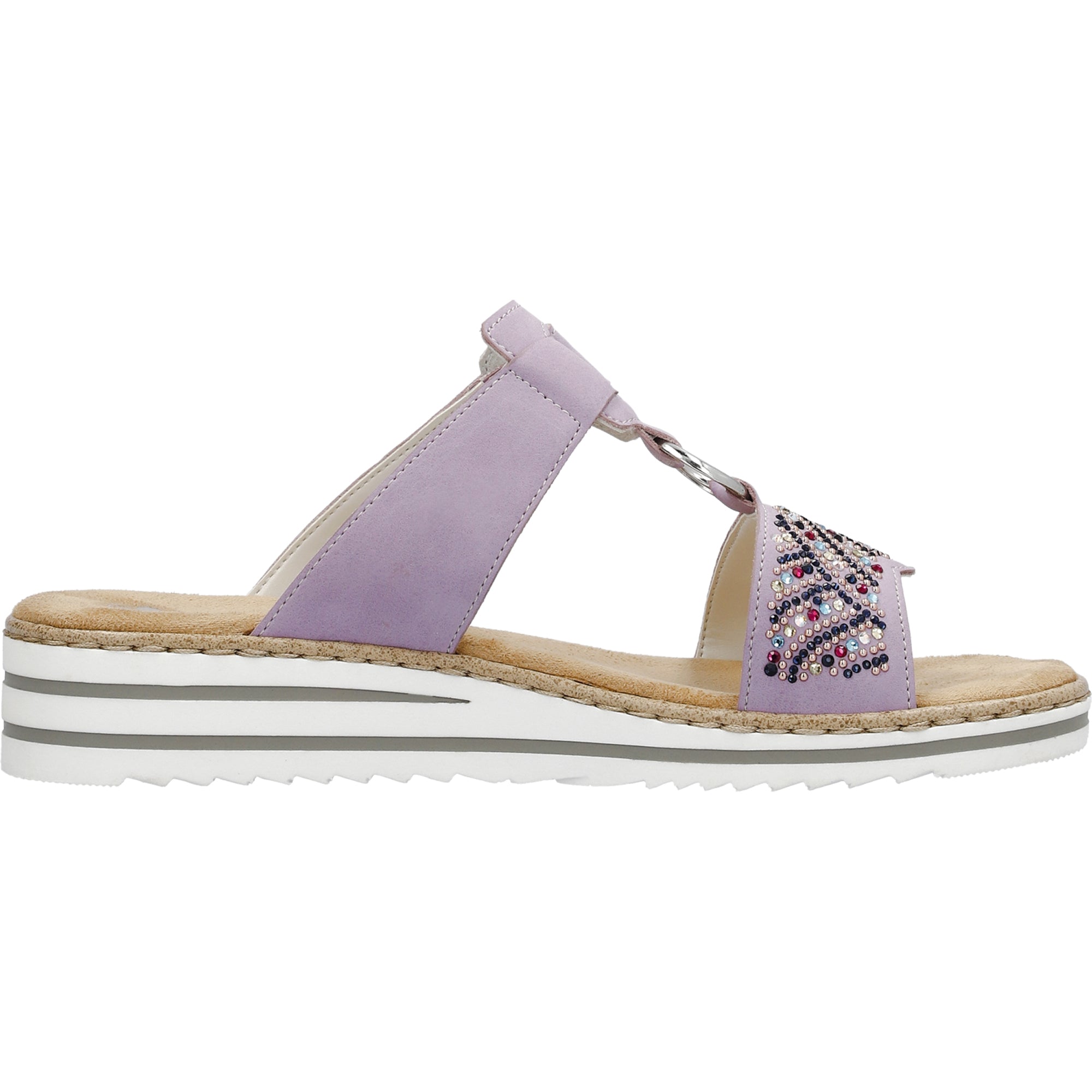 Rieker Morelia Purple Women's Shoes with Velcro Strap and Flat Heel