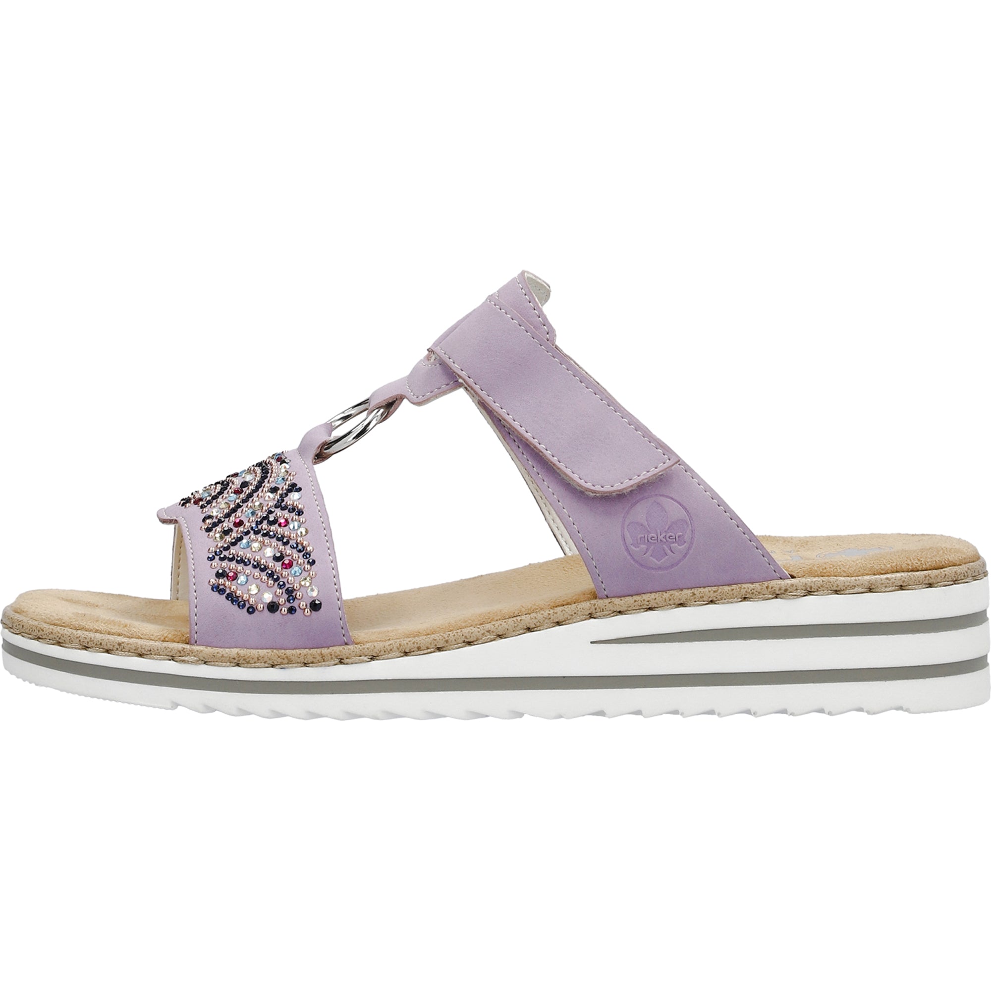 Rieker Morelia Purple Women's Shoes with Velcro Strap and Flat Heel
