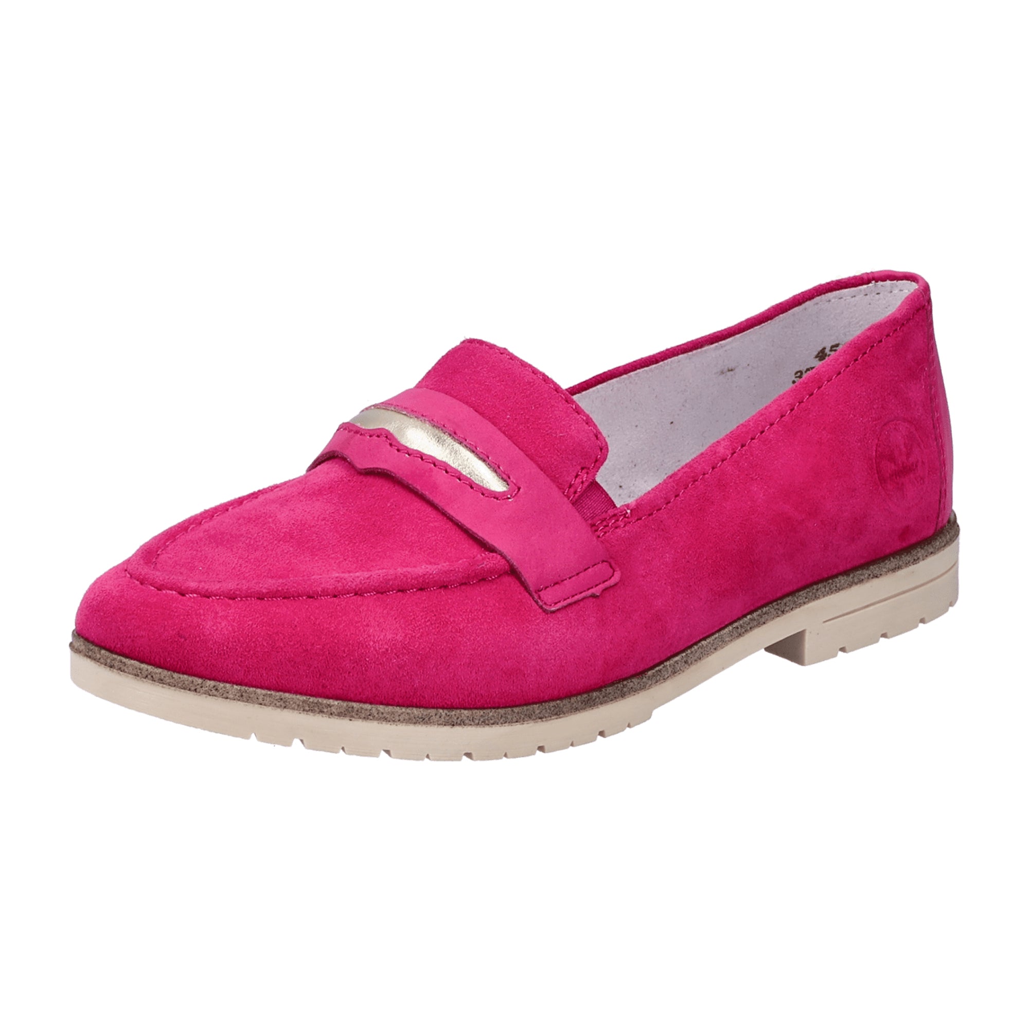 Rieker Women's Pink Slip-On Suede Shoes with Beige Sole