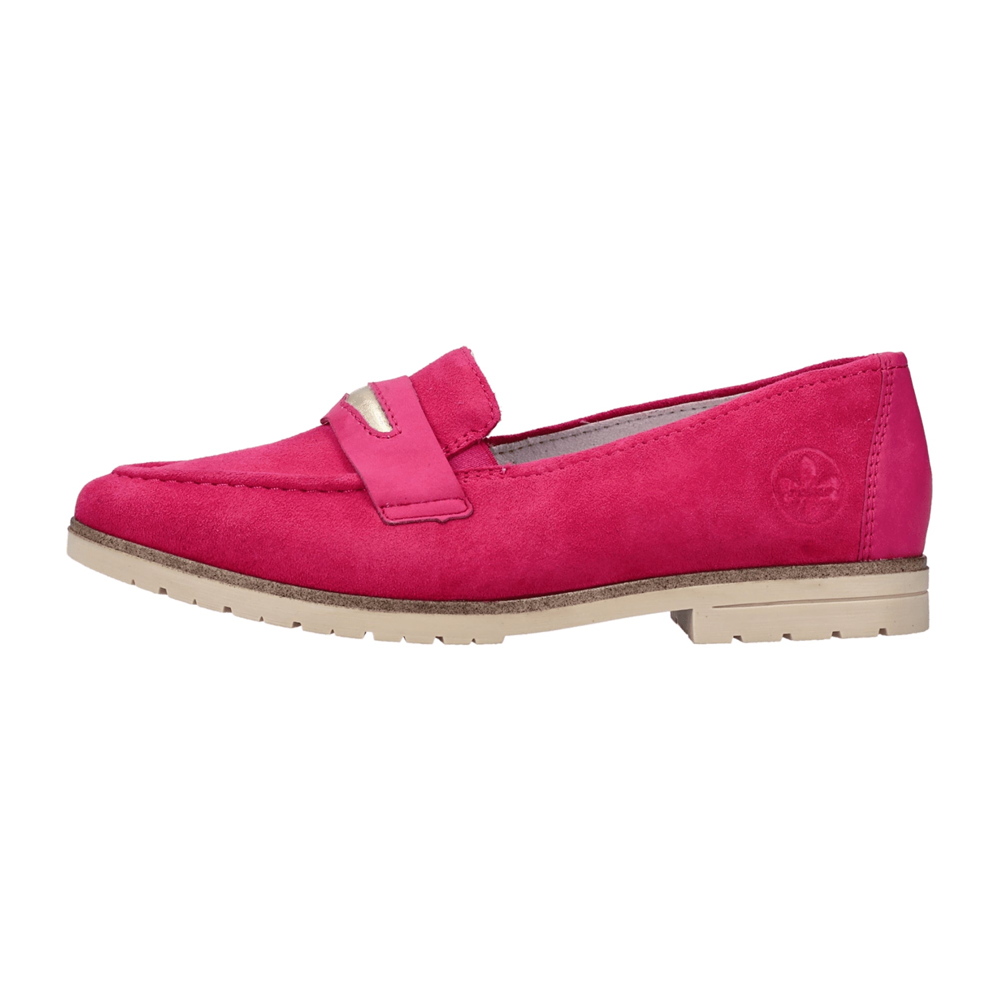 Rieker Women's Pink Slip-On Suede Shoes with Beige Sole