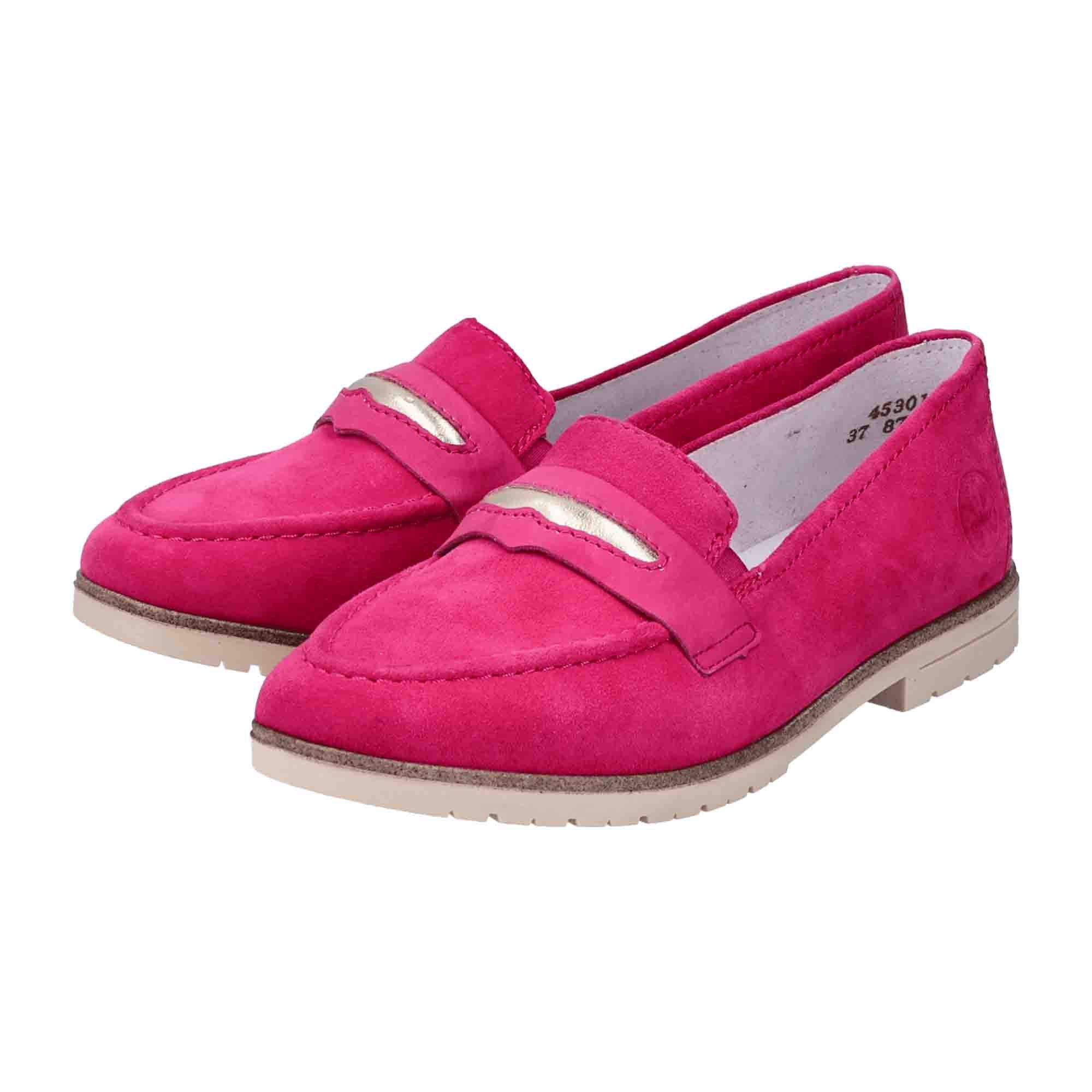 Rieker Women's Pink Slip-On Suede Shoes with Beige Sole