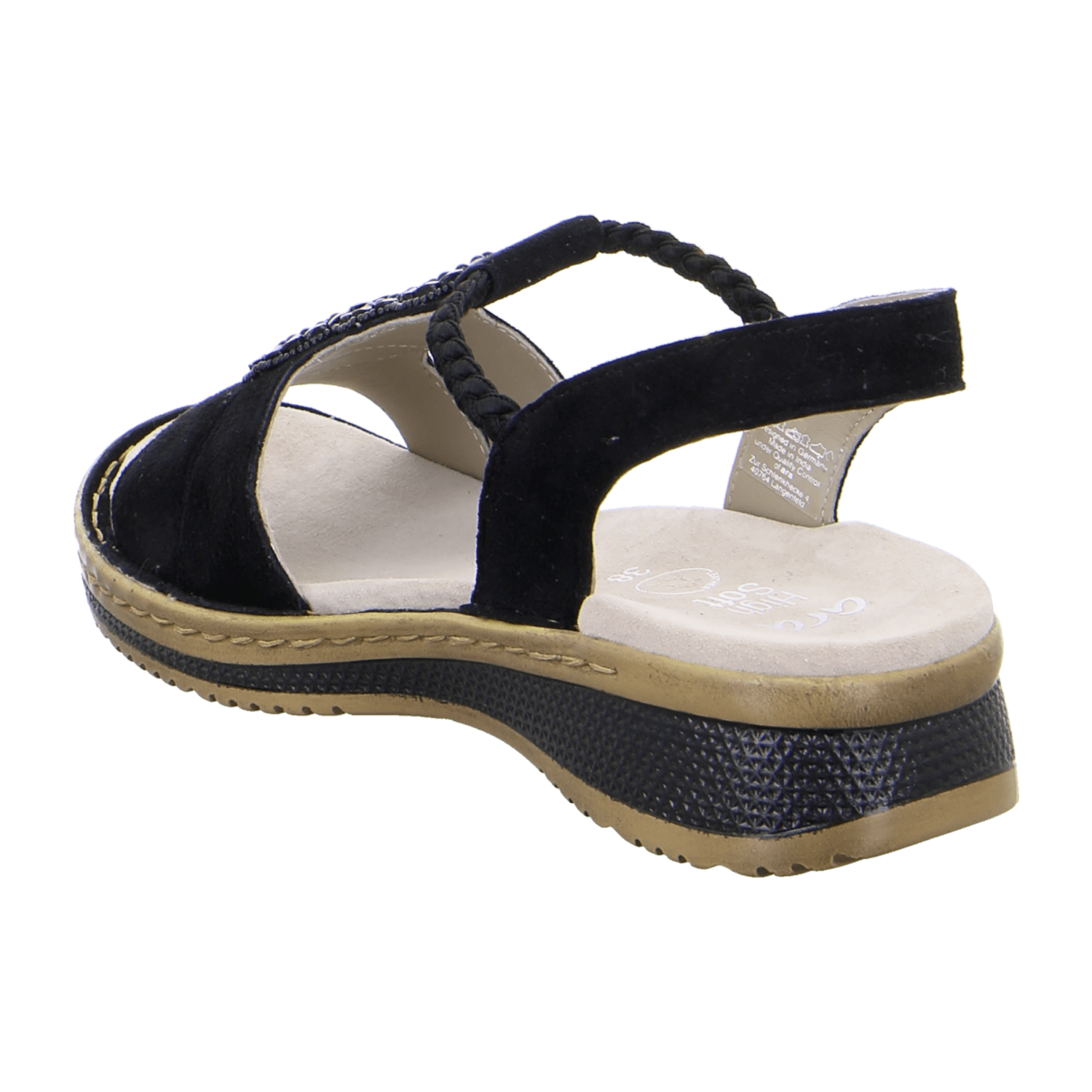 ARA HAWAII Women's Suede Sandals with Hook-and-Loop Closure Black Classic - Bartel-Shop