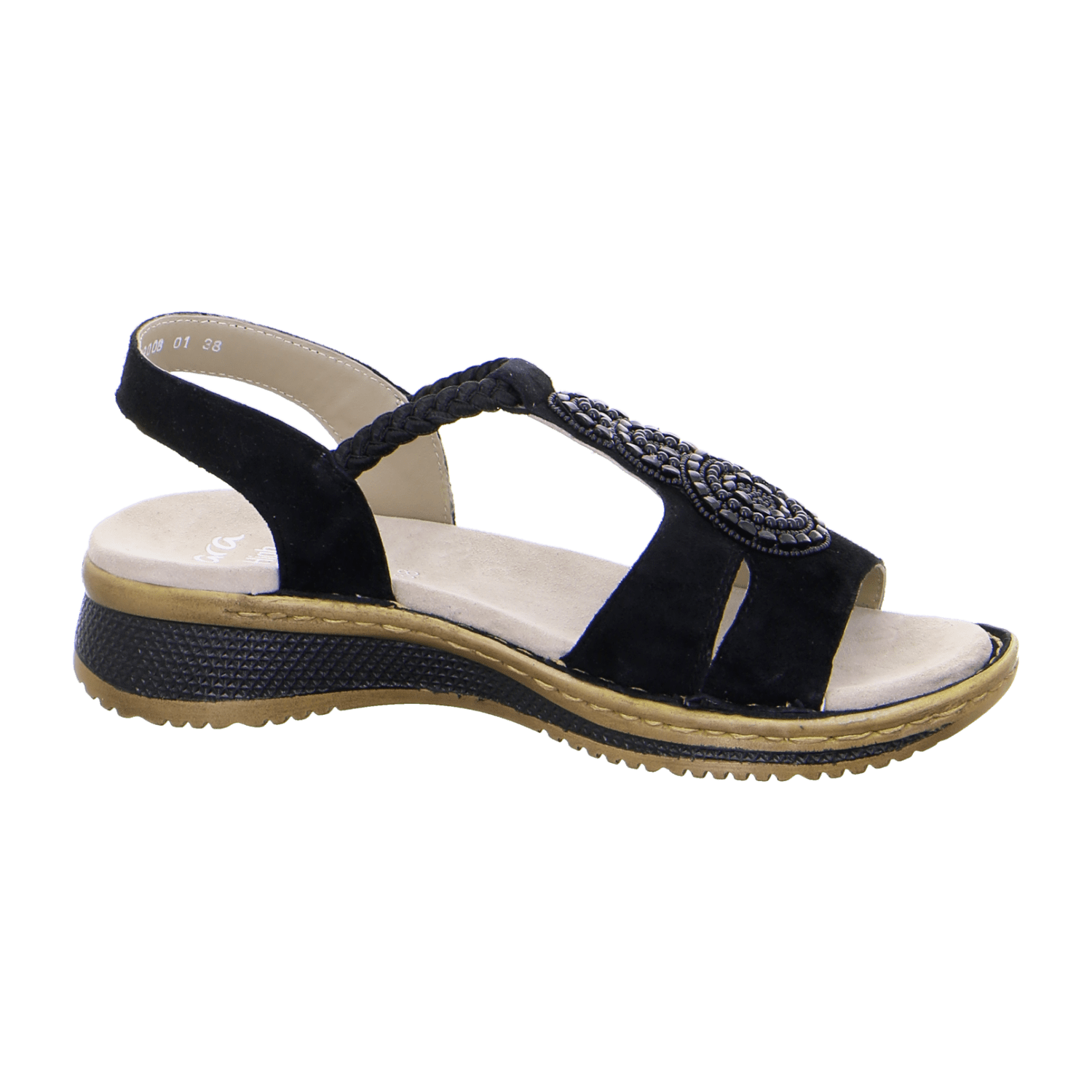ARA HAWAII Women's Suede Sandals with Hook-and-Loop Closure Black Classic - Bartel-Shop