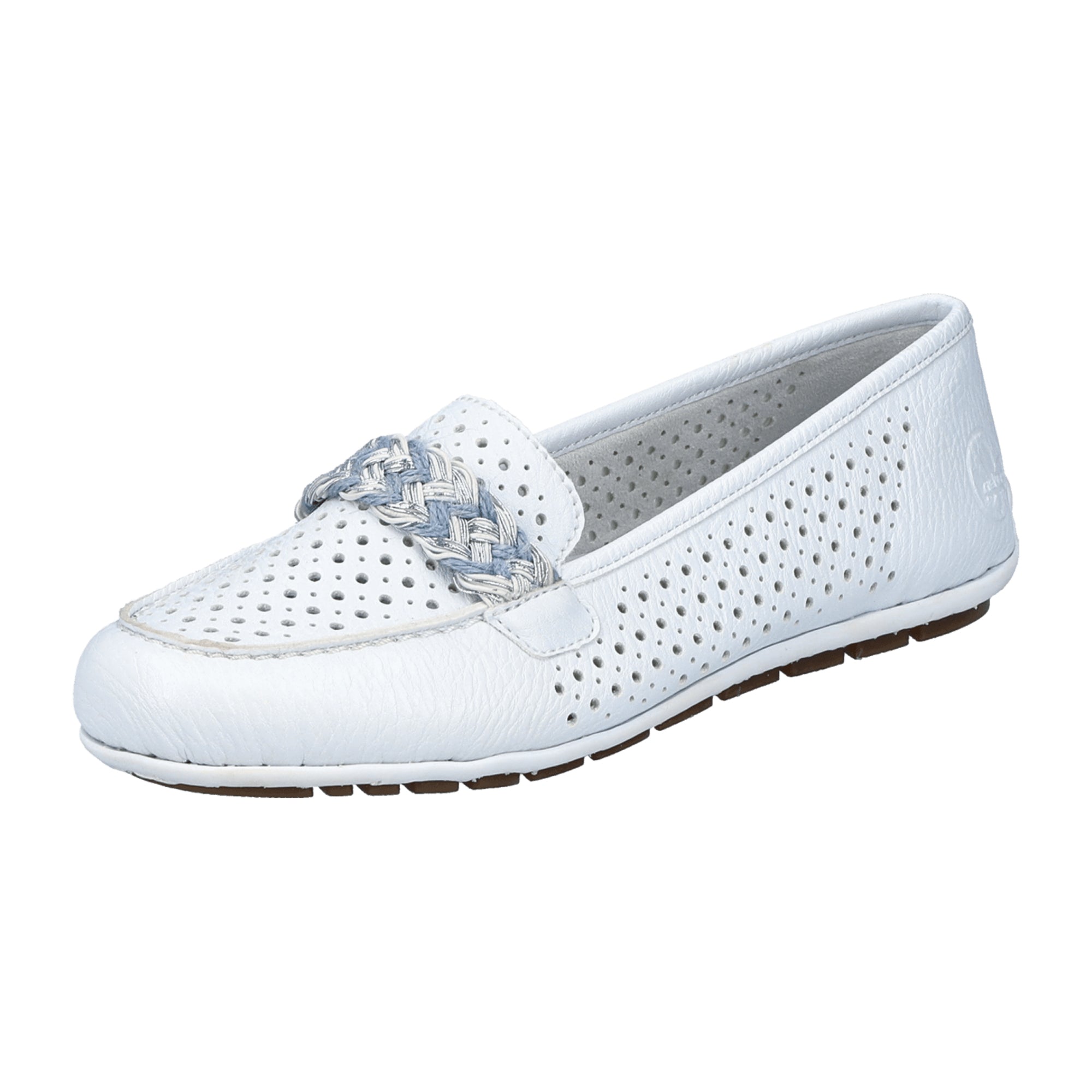 Rieker 46885 Women's White Slip-On Shoes with Flat Heel and Round Toe