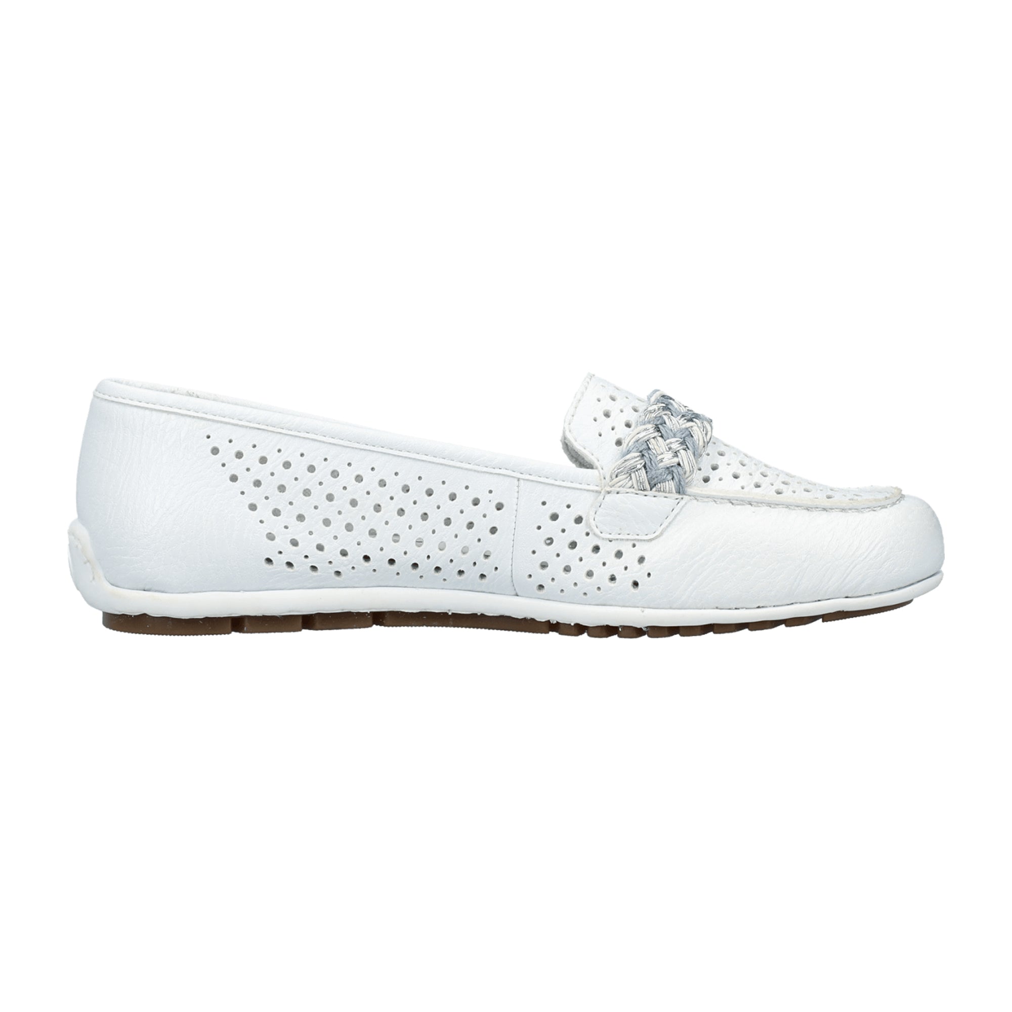 Rieker 46885 Women's White Slip-On Shoes with Flat Heel and Round Toe