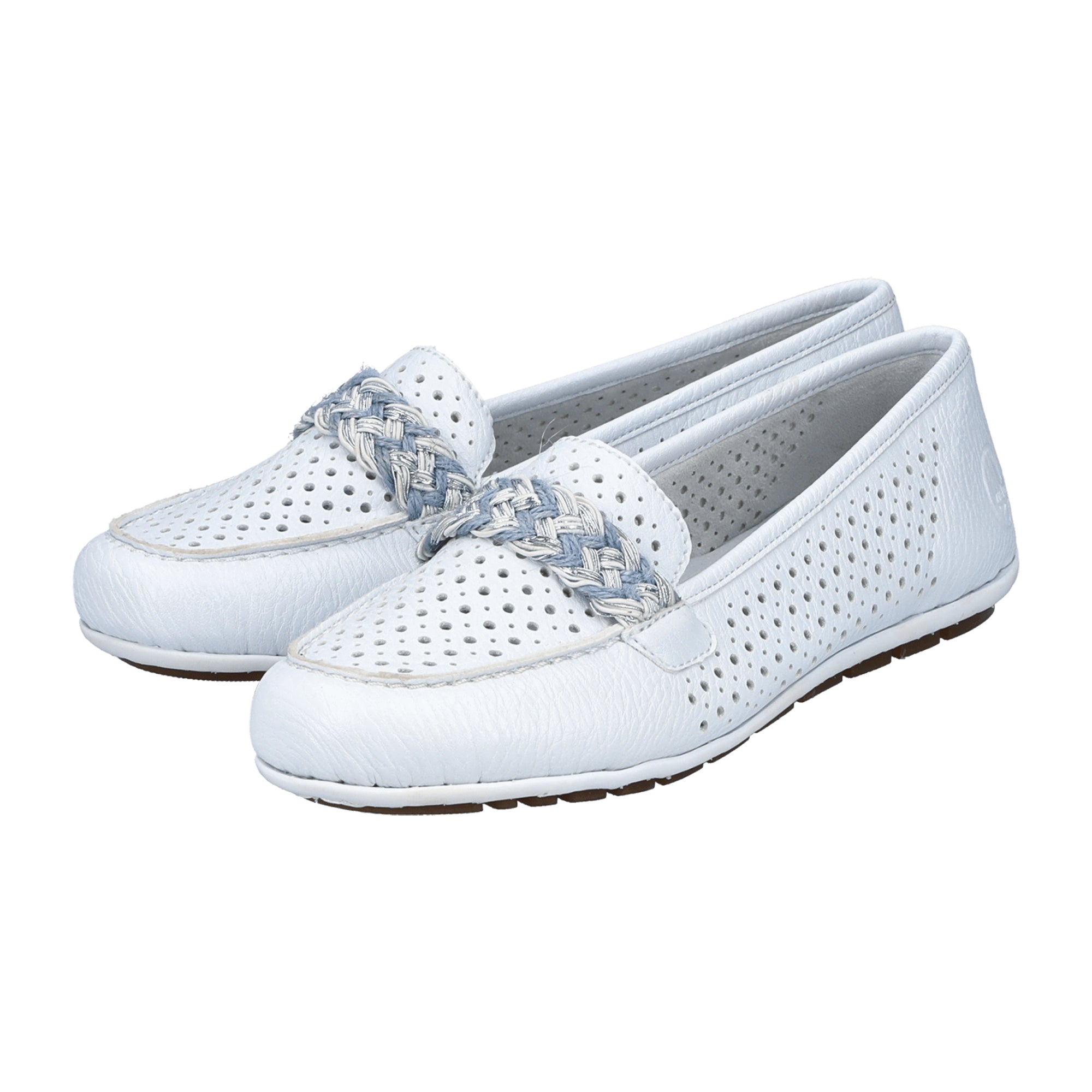 Rieker 46885 Women's White Slip-On Shoes with Flat Heel and Round Toe