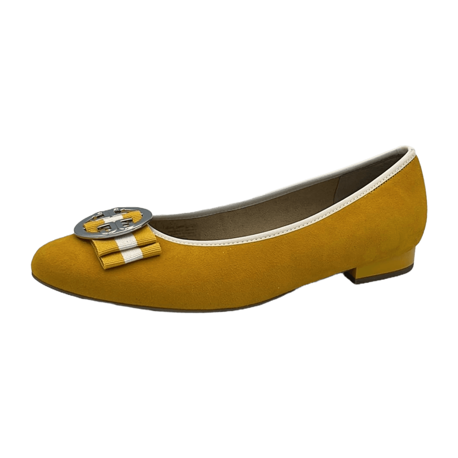 ARA PISA Women's Ballet Flats in Yellow Nubuck Leather with Round Toe and Textile Lining