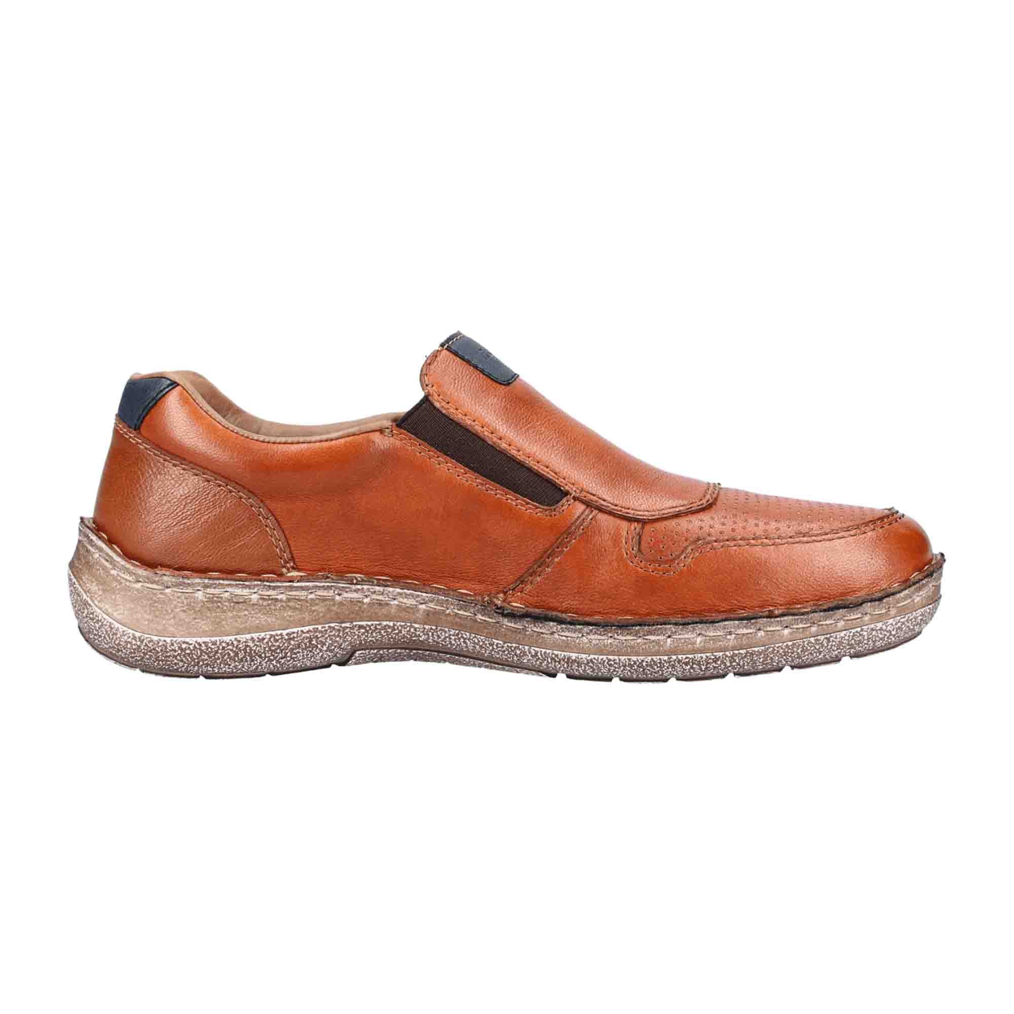 Rieker Men's Brown Leather Slip-On Shoes with Comfort Fit and Shock Absorbing Sole