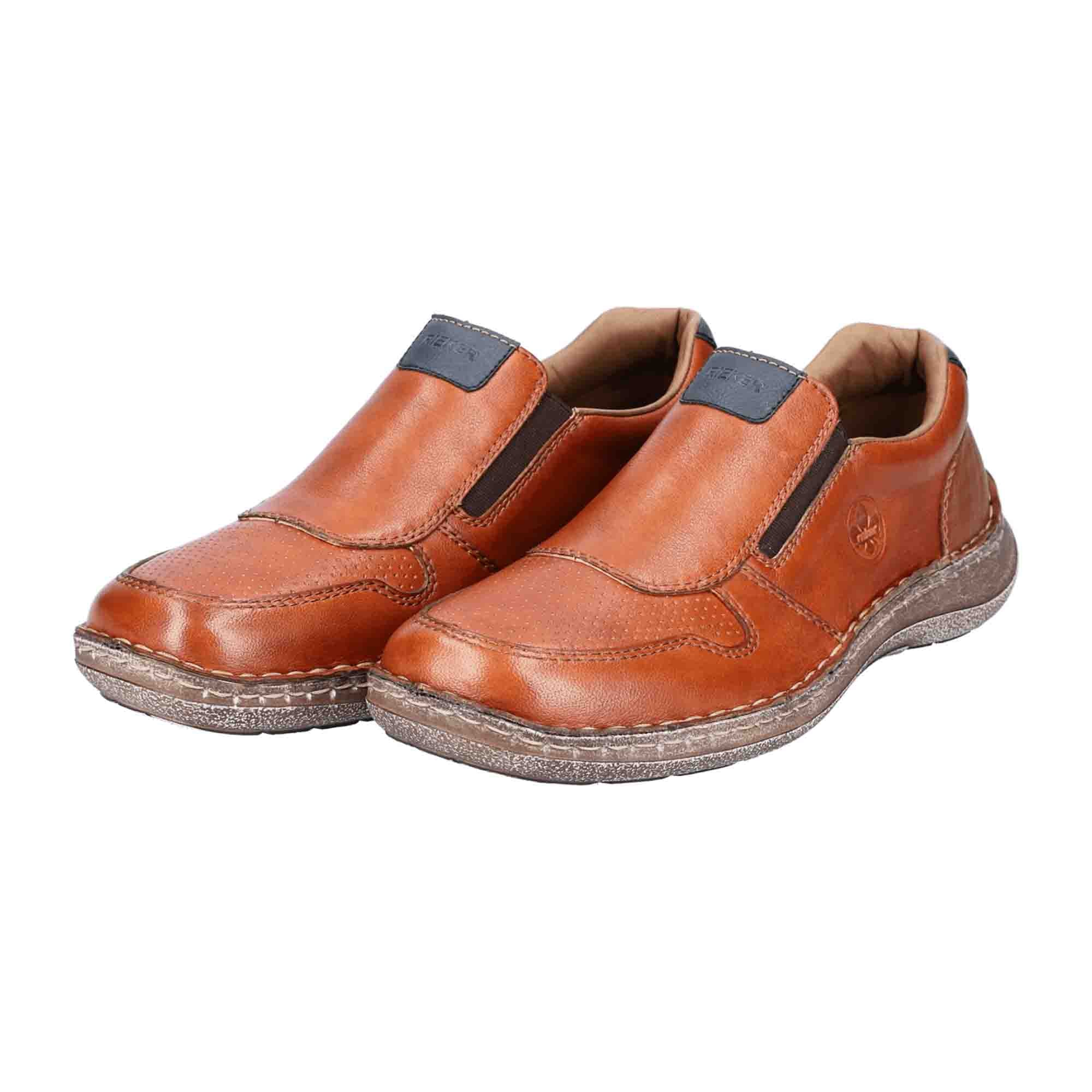 Rieker Men's Brown Leather Slip-On Shoes with Comfort Fit and Shock Absorbing Sole