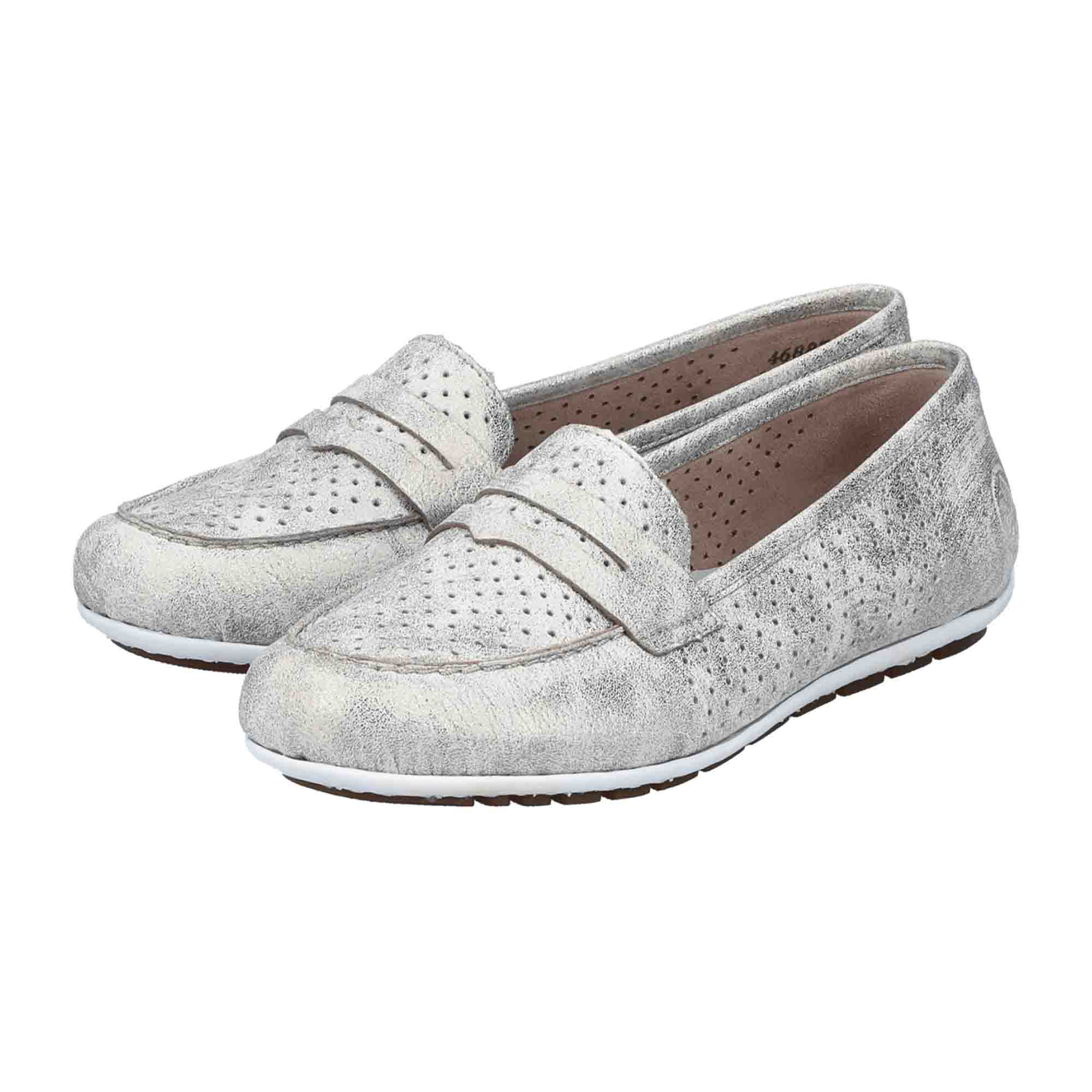 Rieker Women's Slip-On Flat Shoes Beige Faux Leather Comfortable Casual Footwear