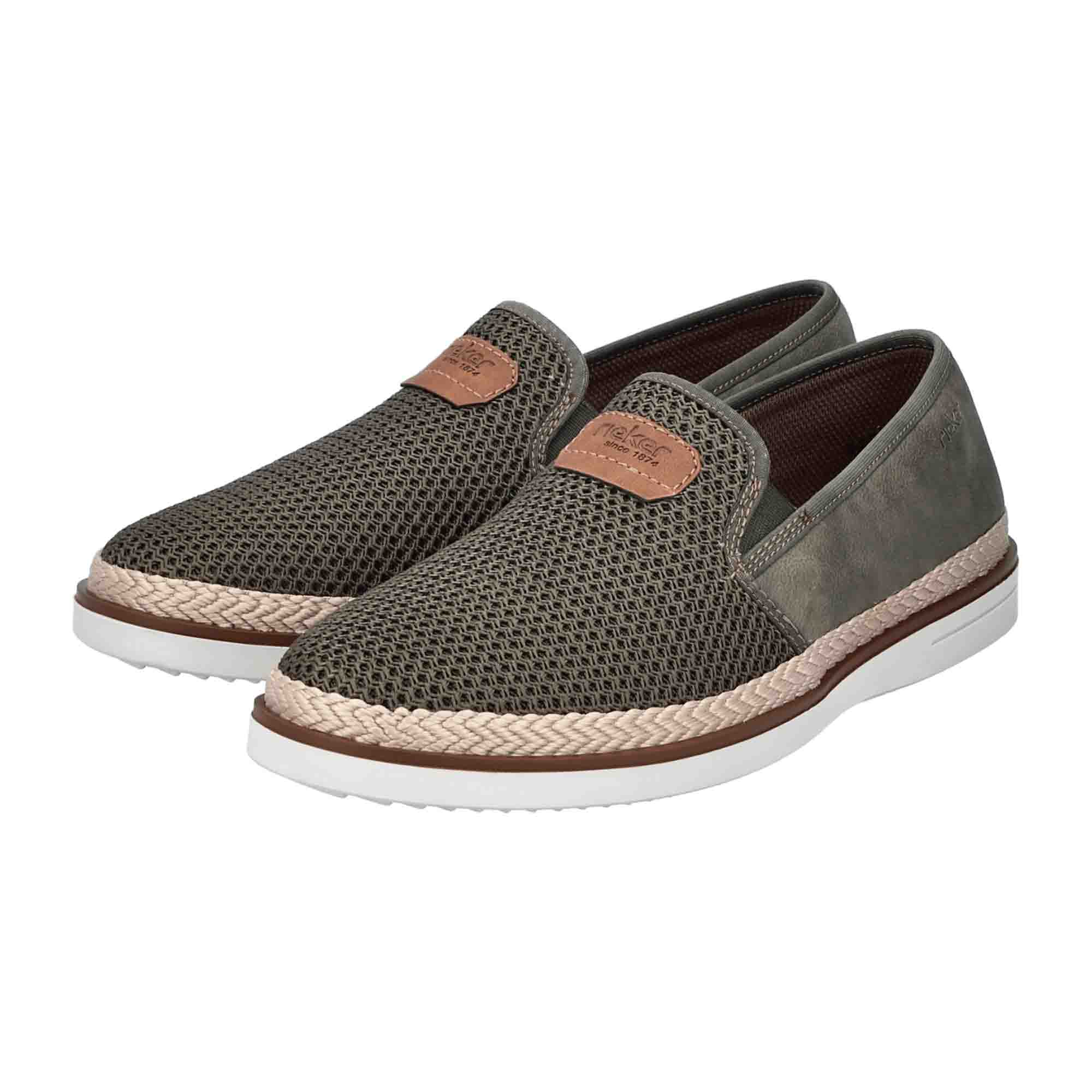 Rieker Green Men's Slip-On Casual Shoes Textile Upper Normal Width Flat Heel