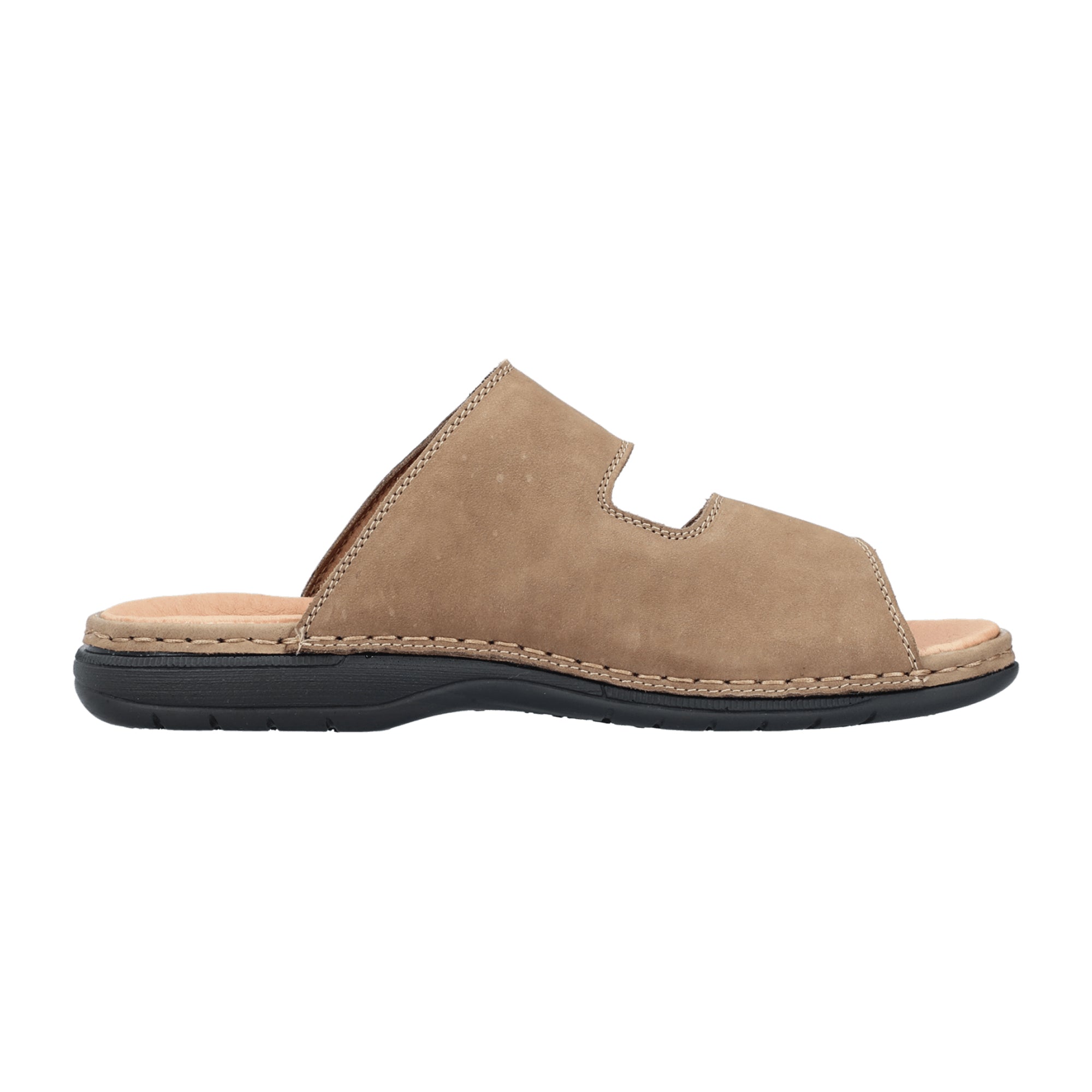 Rieker Men's Beige Leather Sandals with Velcro Strap and Flat Heel