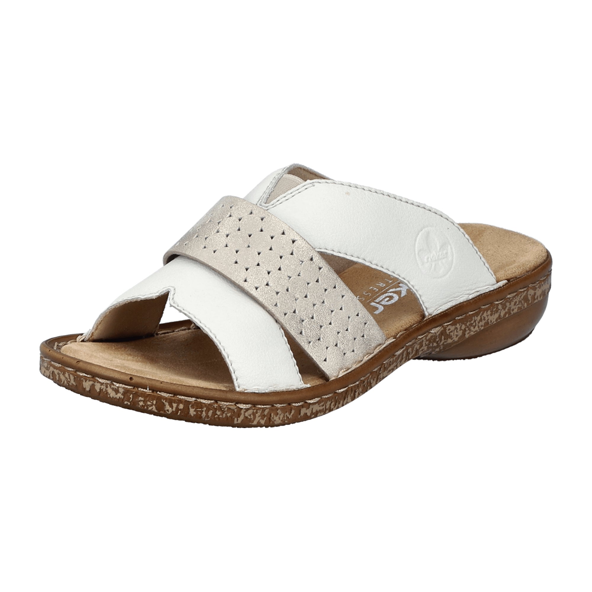 Rieker Women's White Slip-On Shoes Flat Heel Leather Upper Comfortable Casual