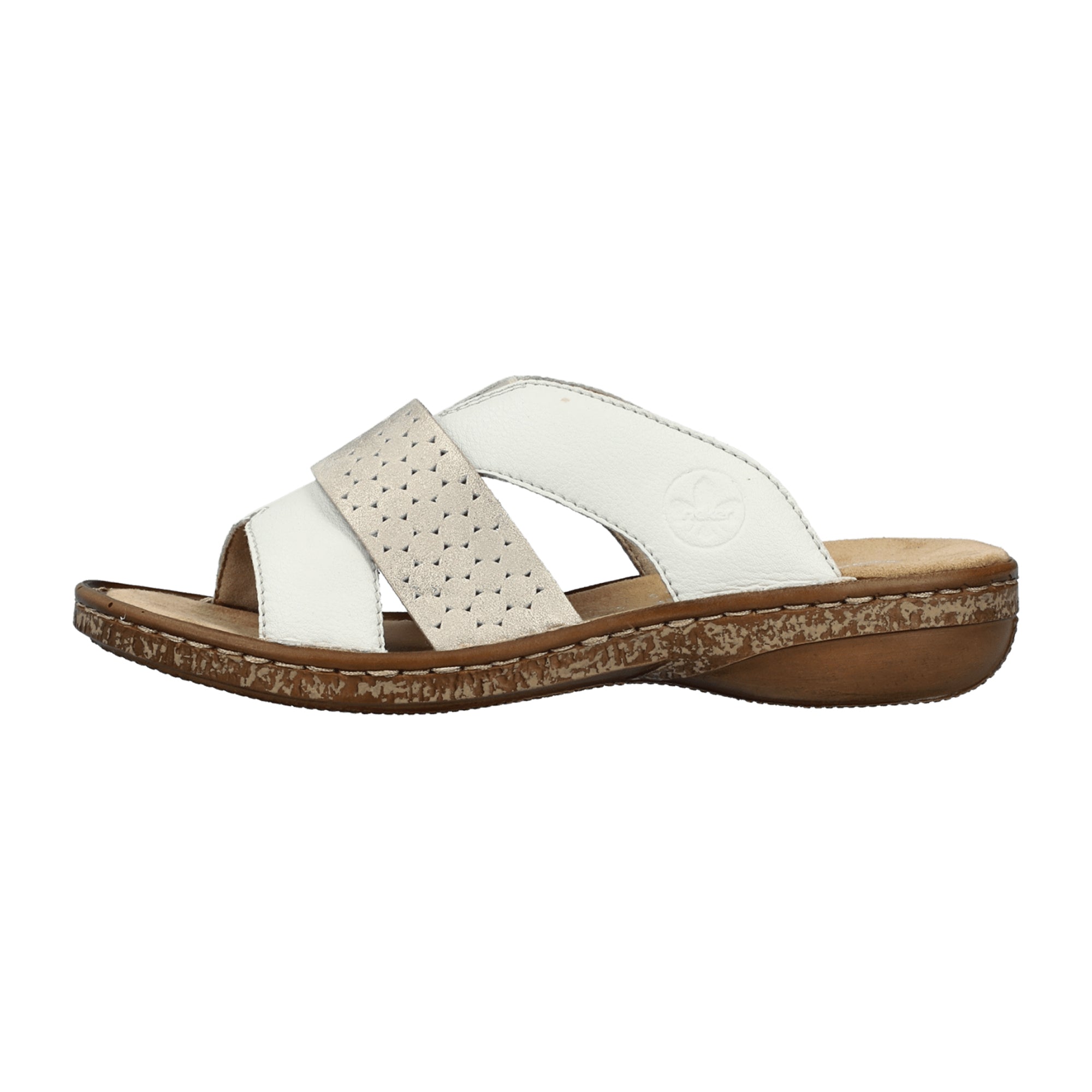 Rieker Women's White Slip-On Shoes Flat Heel Leather Upper Comfortable Casual