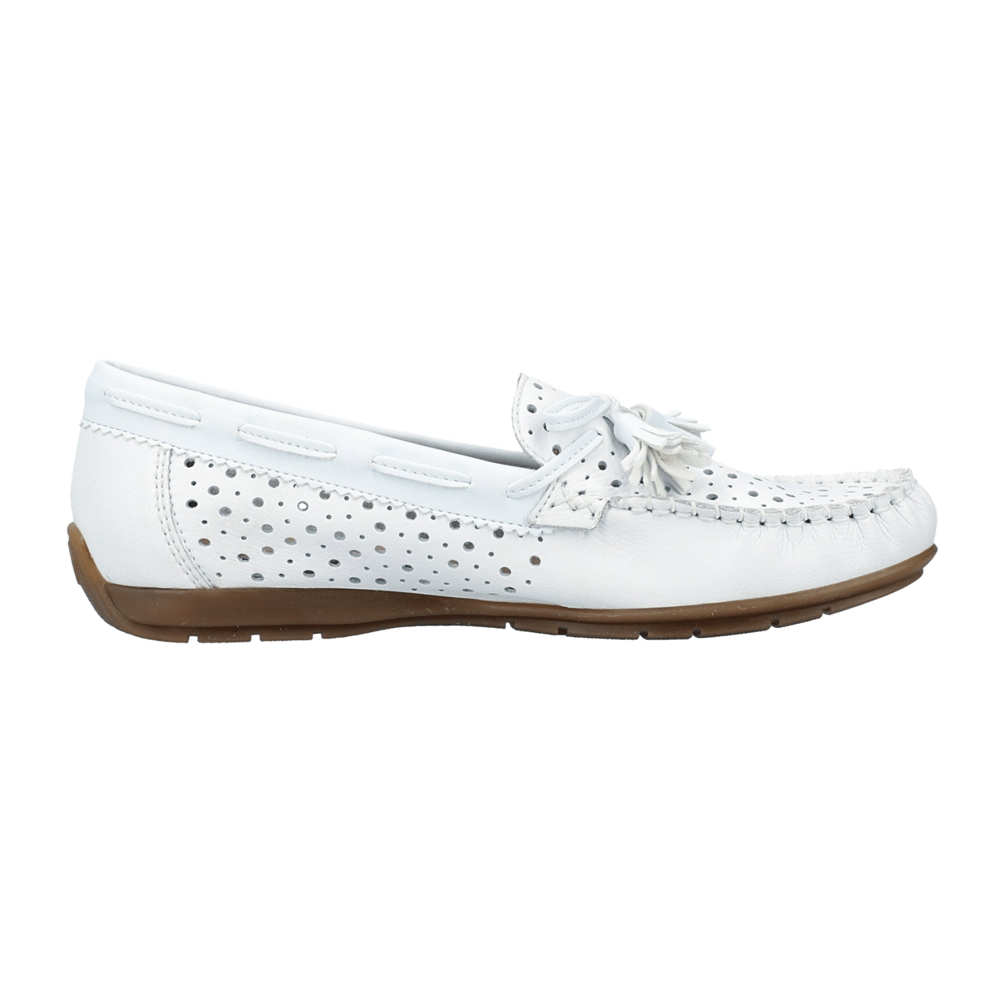 Rieker 40254 White Women's Slip-On Shoes Genuine Leather Flat Heel