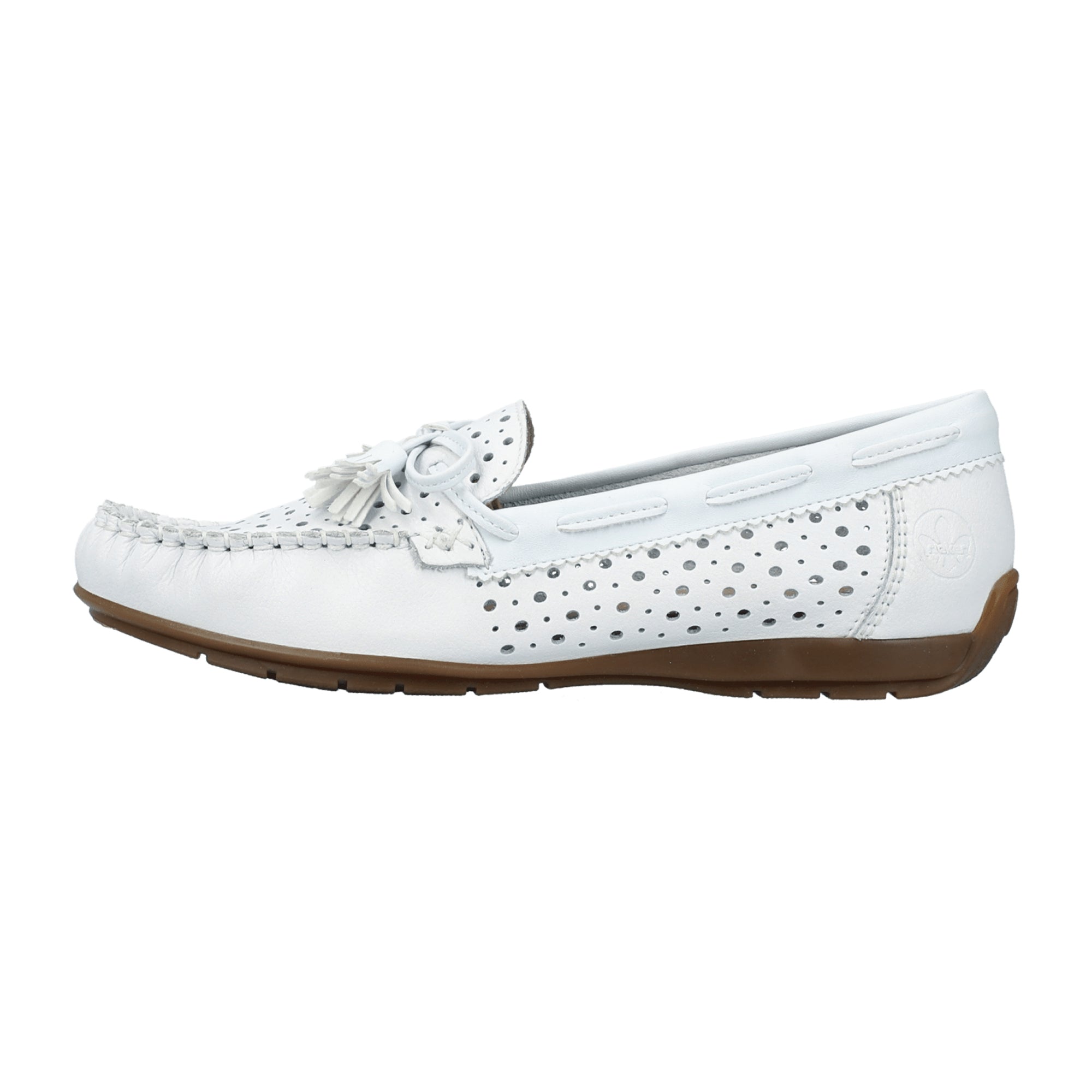 Rieker 40254 White Women's Slip-On Shoes Genuine Leather Flat Heel