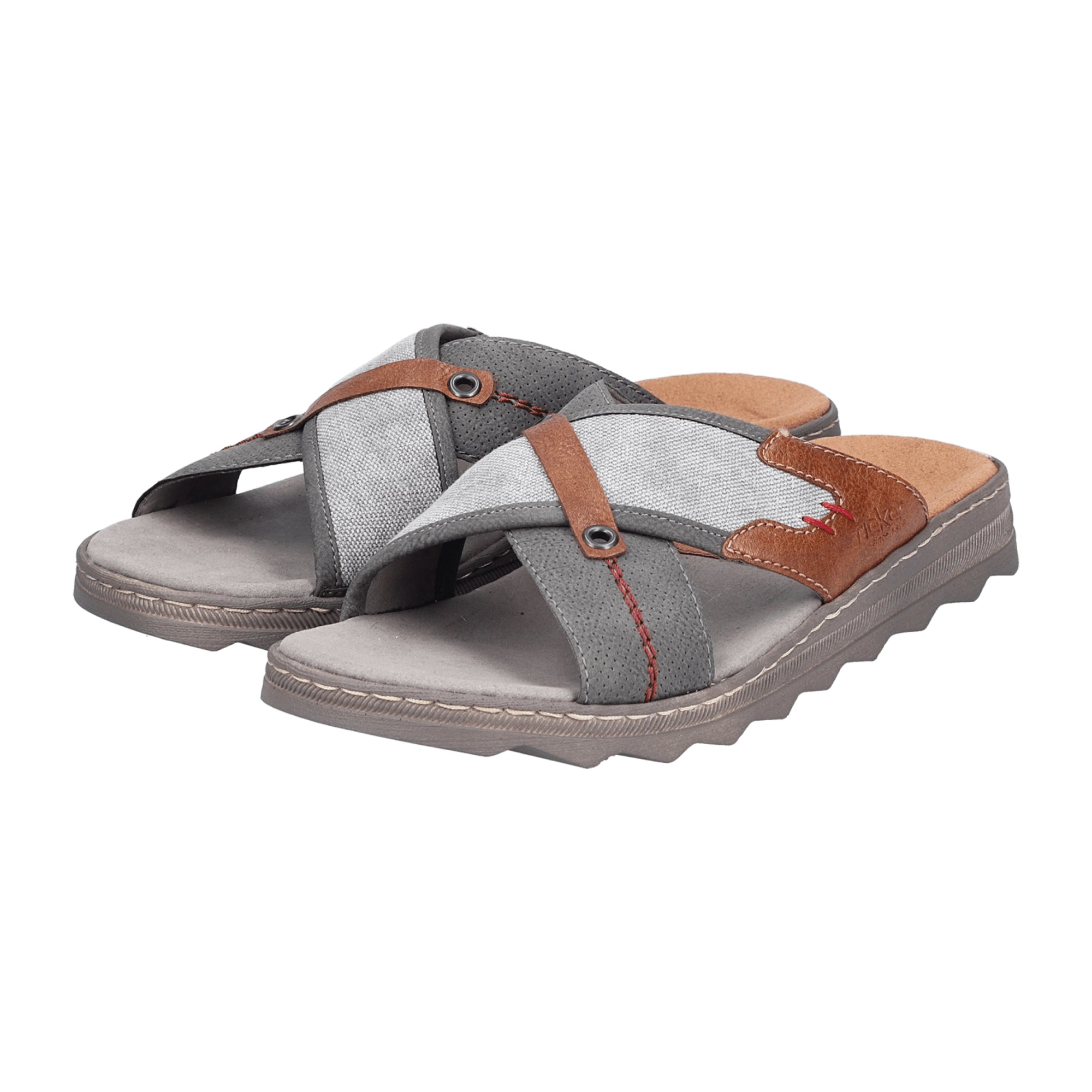 Rieker 21695 Men's Shoes Gray Faux Leather Flat Heel Normal Width