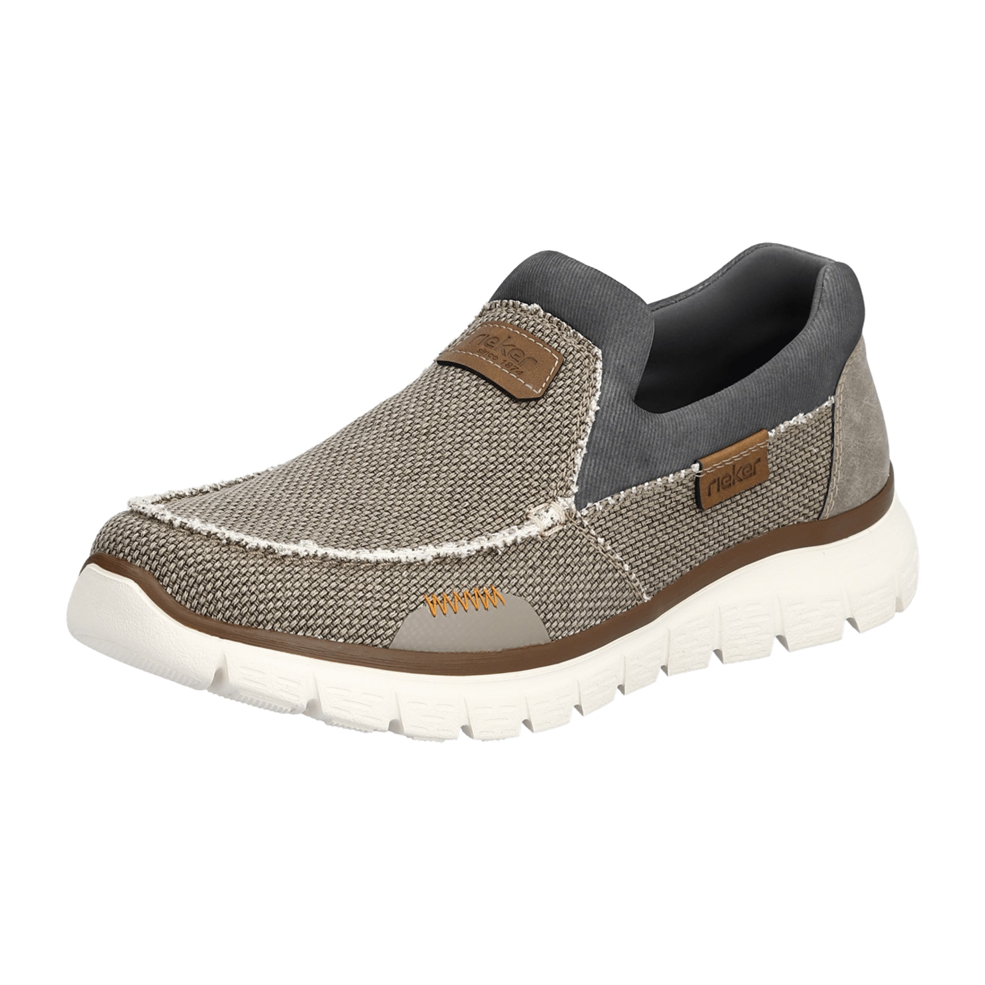 Rieker Beige Slip-On Shoes for Men with EVA Sole Textured Textile Upper