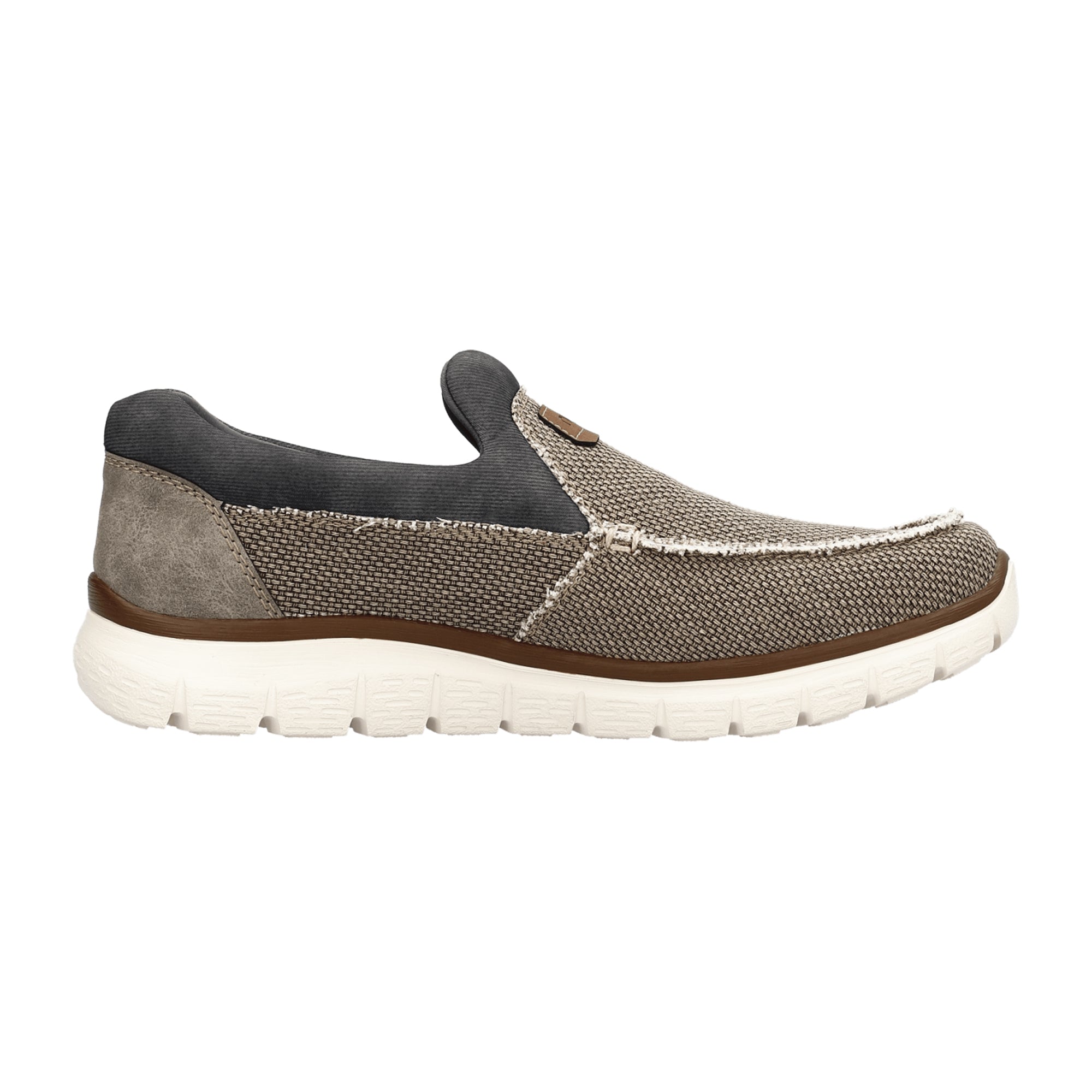 Rieker Beige Slip-On Shoes for Men with EVA Sole Textured Textile Upper