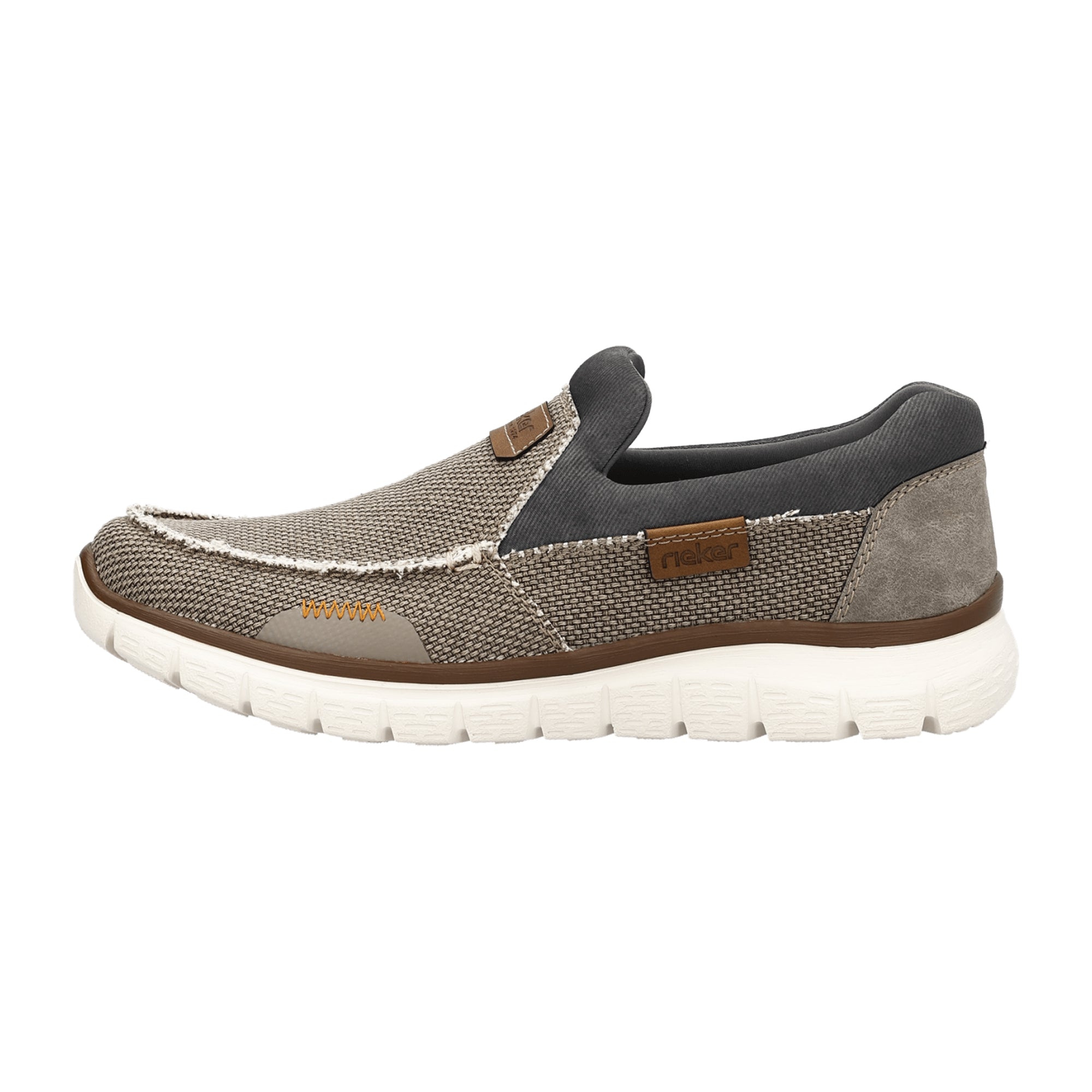 Rieker Beige Slip-On Shoes for Men with EVA Sole Textured Textile Upper