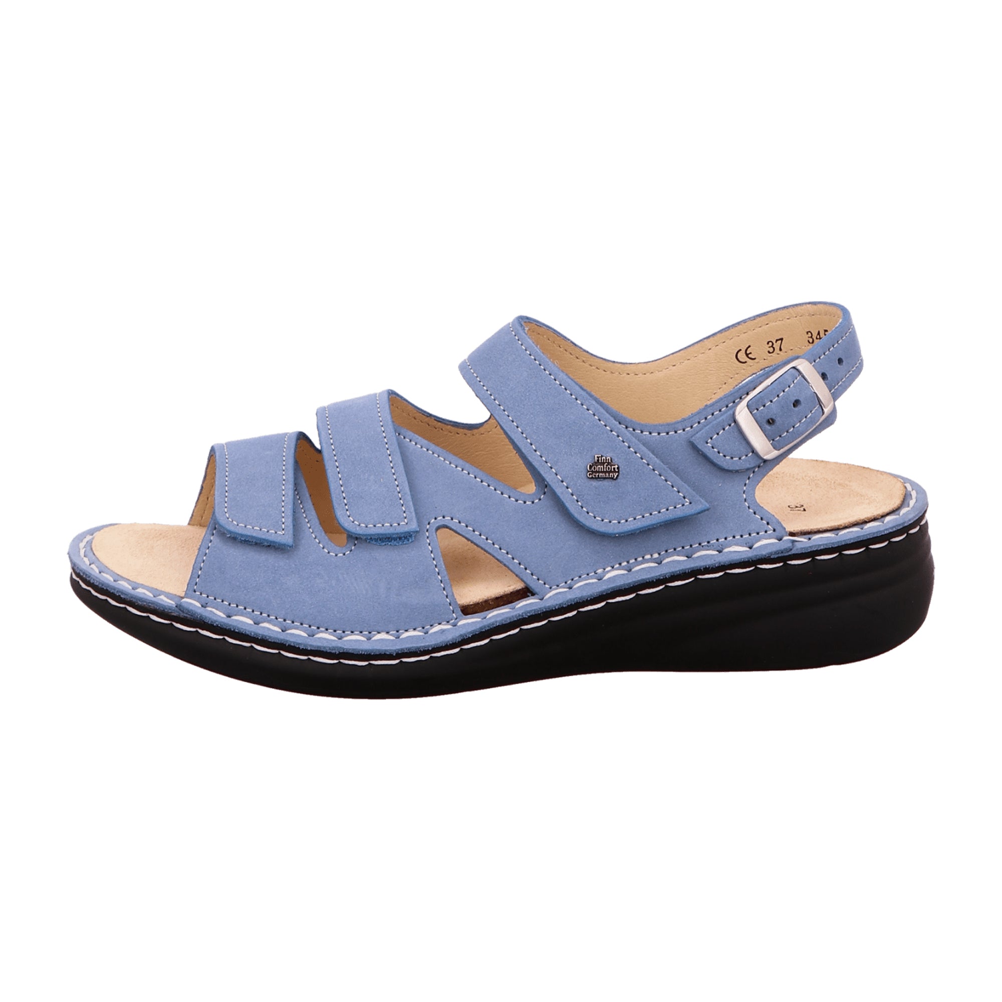 Finn Comfort Praia Women's Sandal in Sky Blue - Stylish Comfort Sandal with Removable Insole, Nubuck Leather