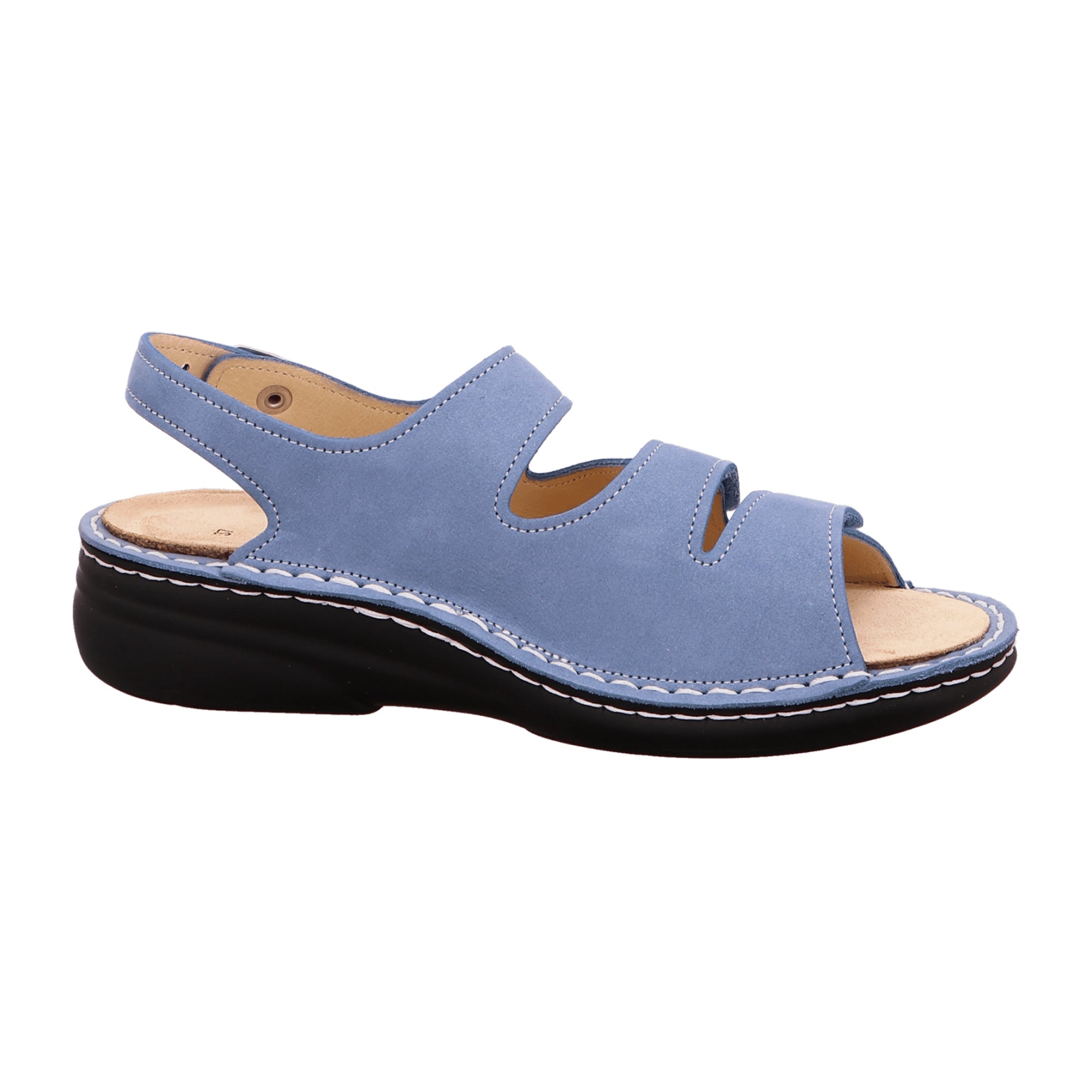 Finn Comfort Praia Women's Sandal in Sky Blue - Stylish Comfort Sandal with Removable Insole, Nubuck Leather