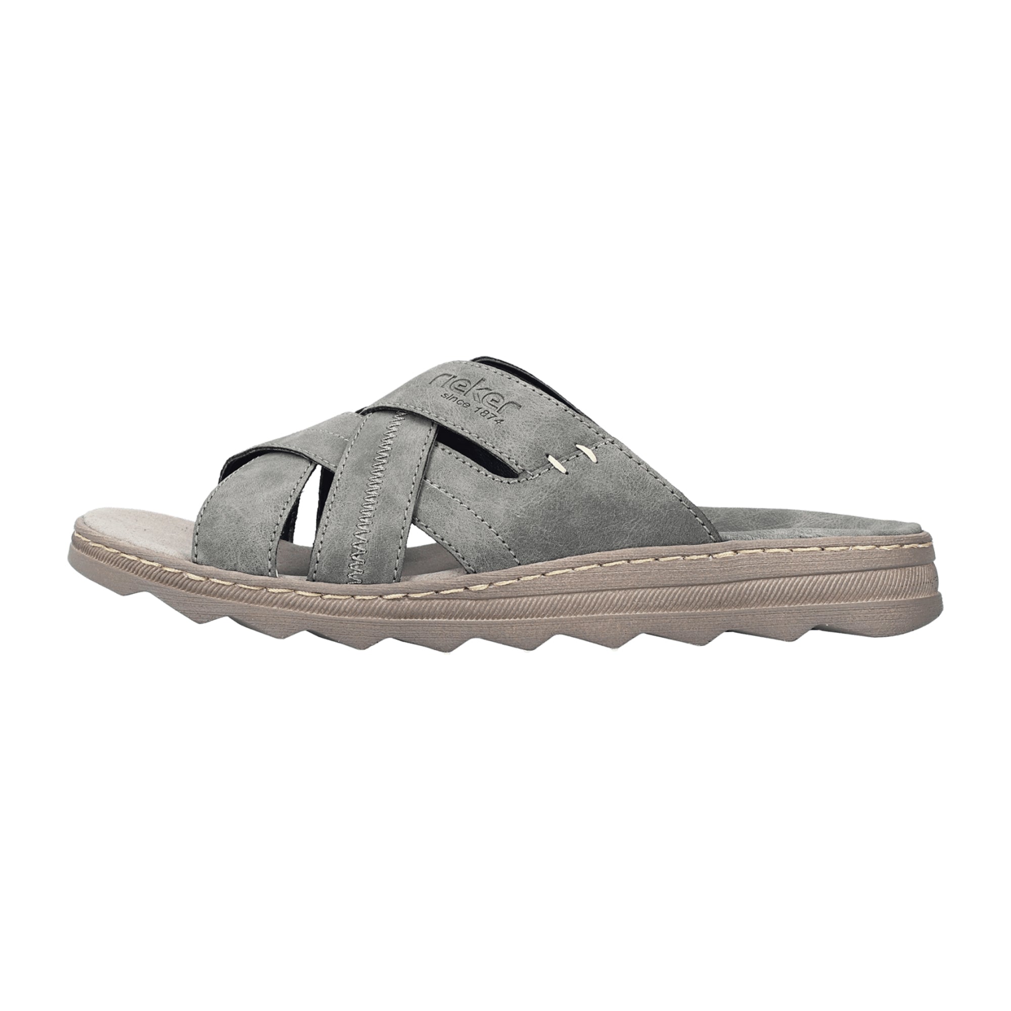 Rieker FSK Men's Grey Sandals Comfortable Flat Sole Casual Footwear