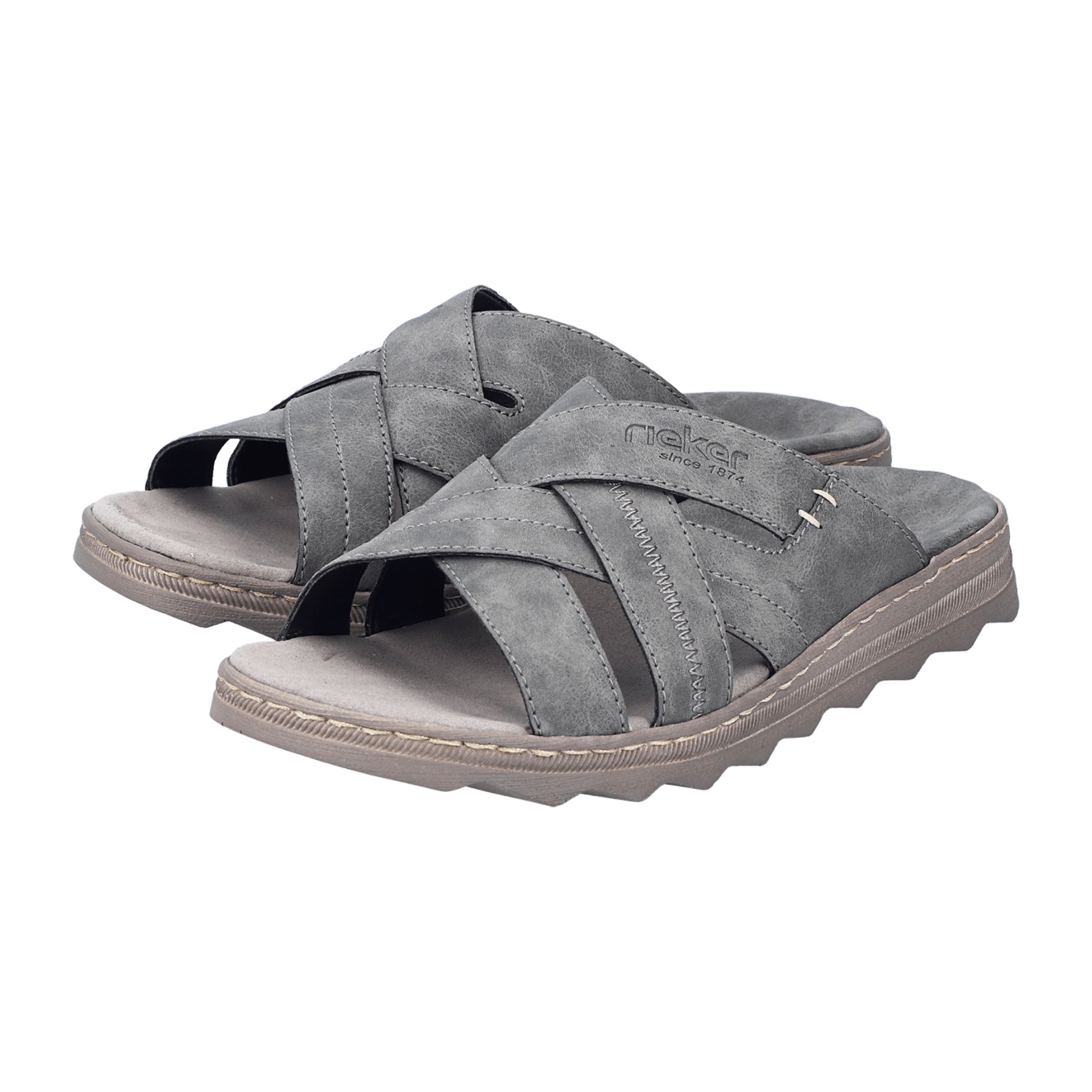 Rieker FSK Men's Grey Sandals Comfortable Flat Sole Casual Footwear
