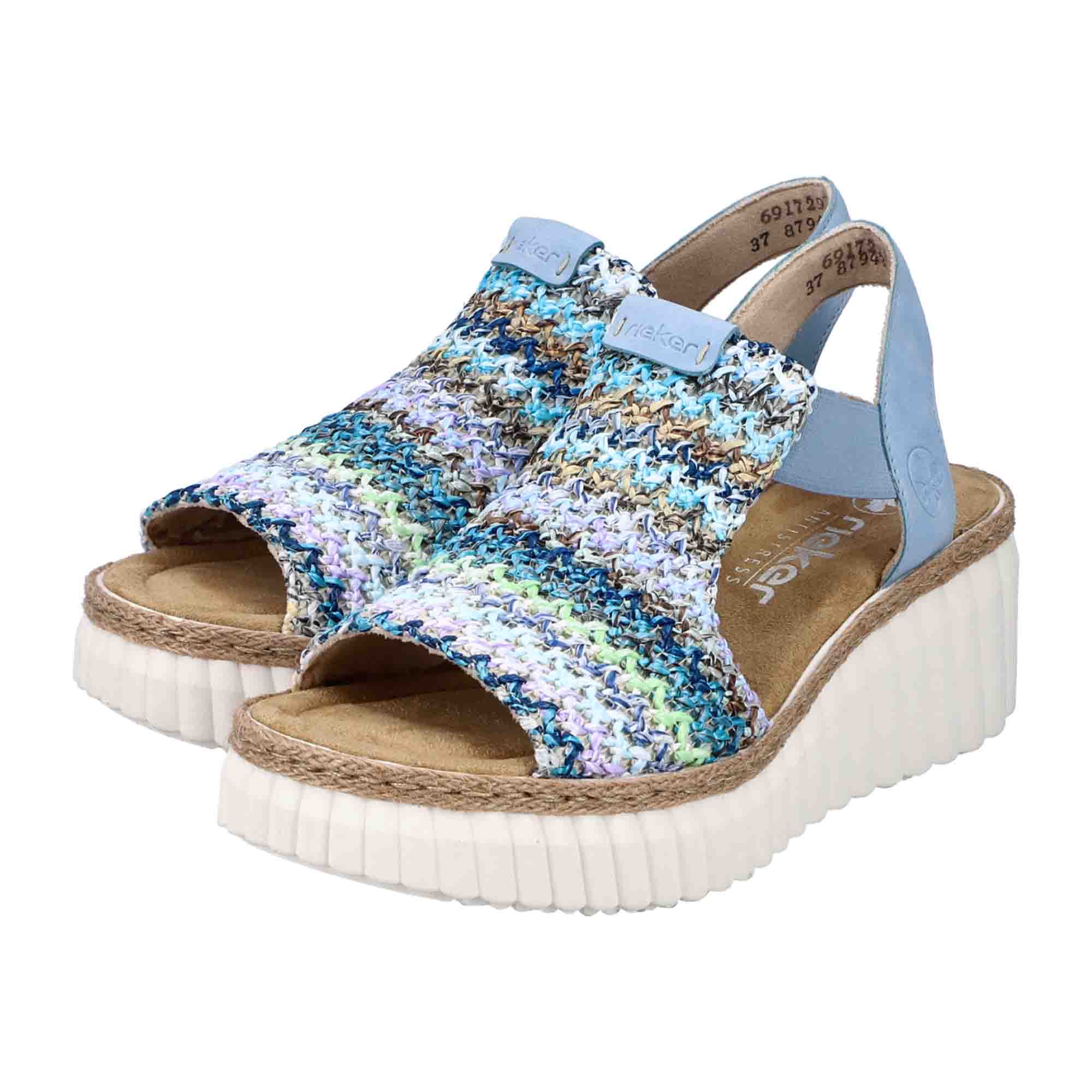 Rieker Flechtana Colorful Women's Shoes Textile Upper and Lining Wedge Heel