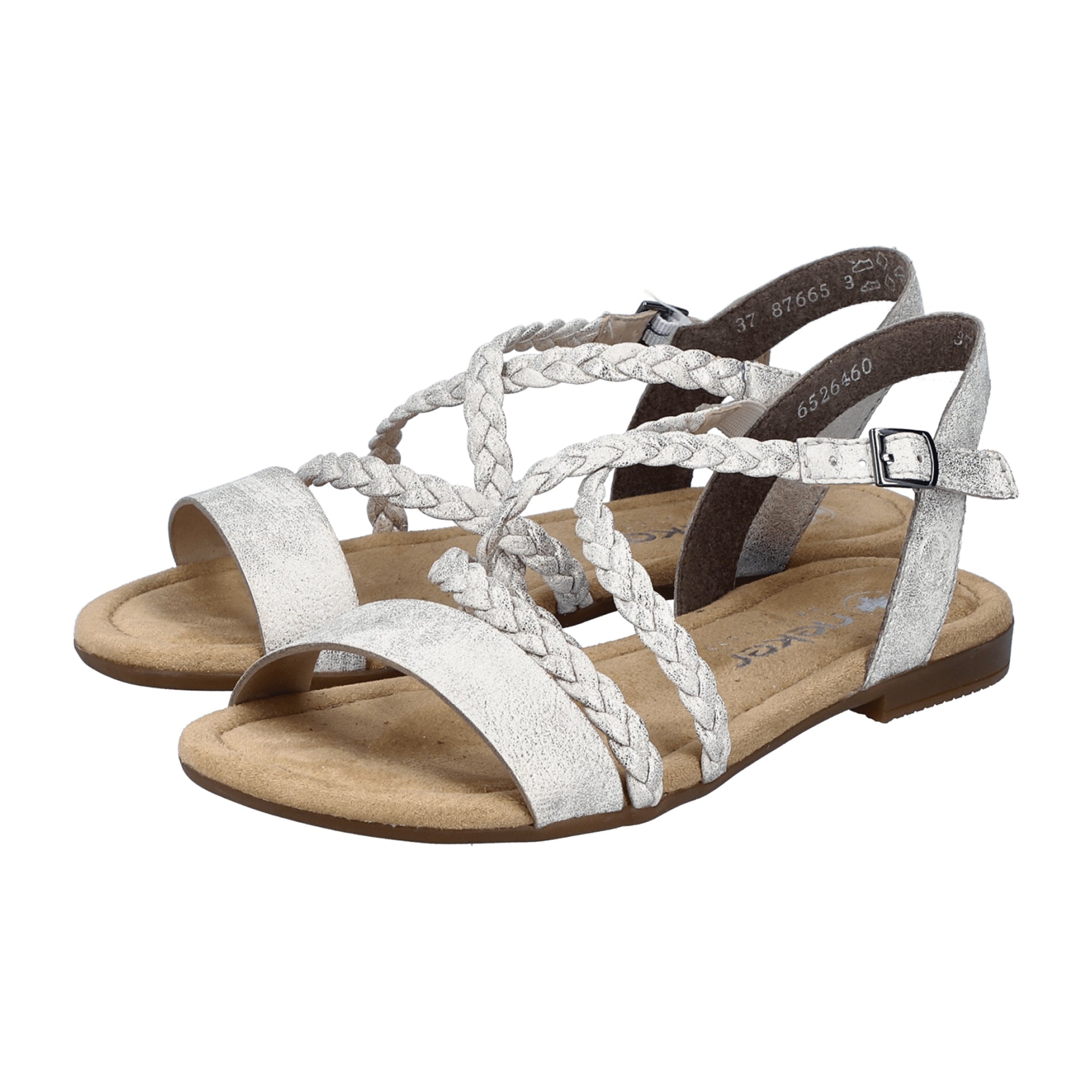 Rieker Beige Women's Sandals Comfortable Flat Synthetic Leather Casual Shoes