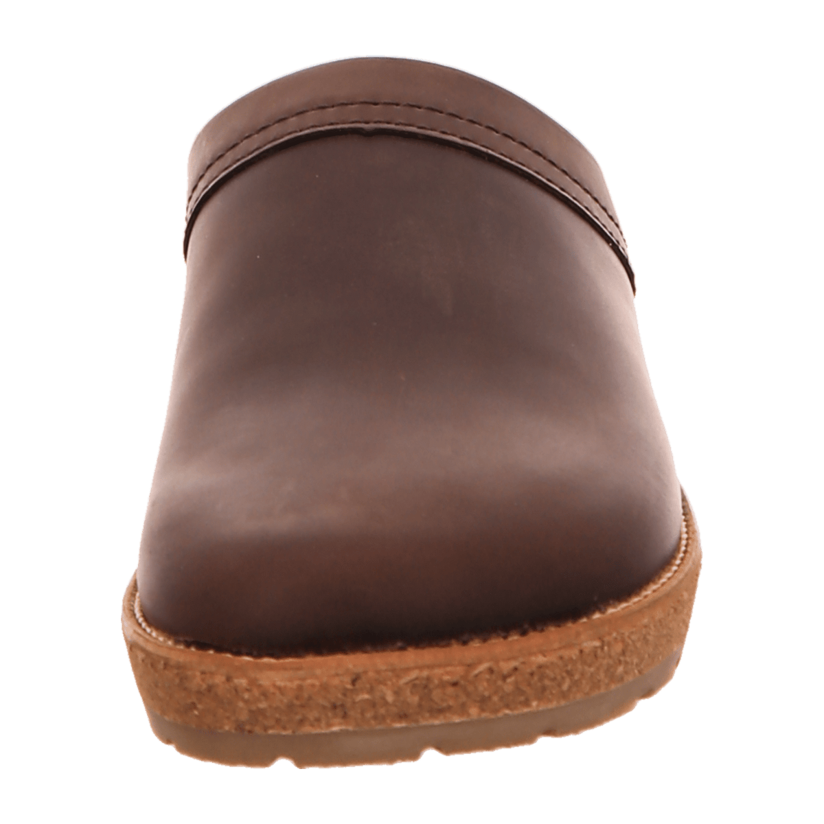 Haflinger Travel-Classic Men's Leather Clogs - Dark Brown Cork Footbed