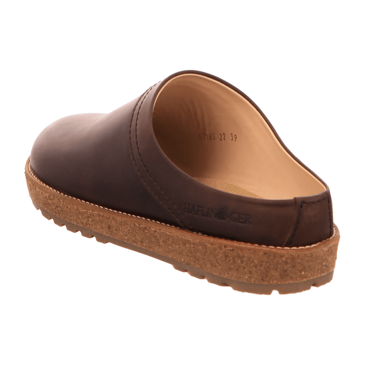 Haflinger Travel-Classic Men's Leather Clogs - Dark Brown Cork Footbed