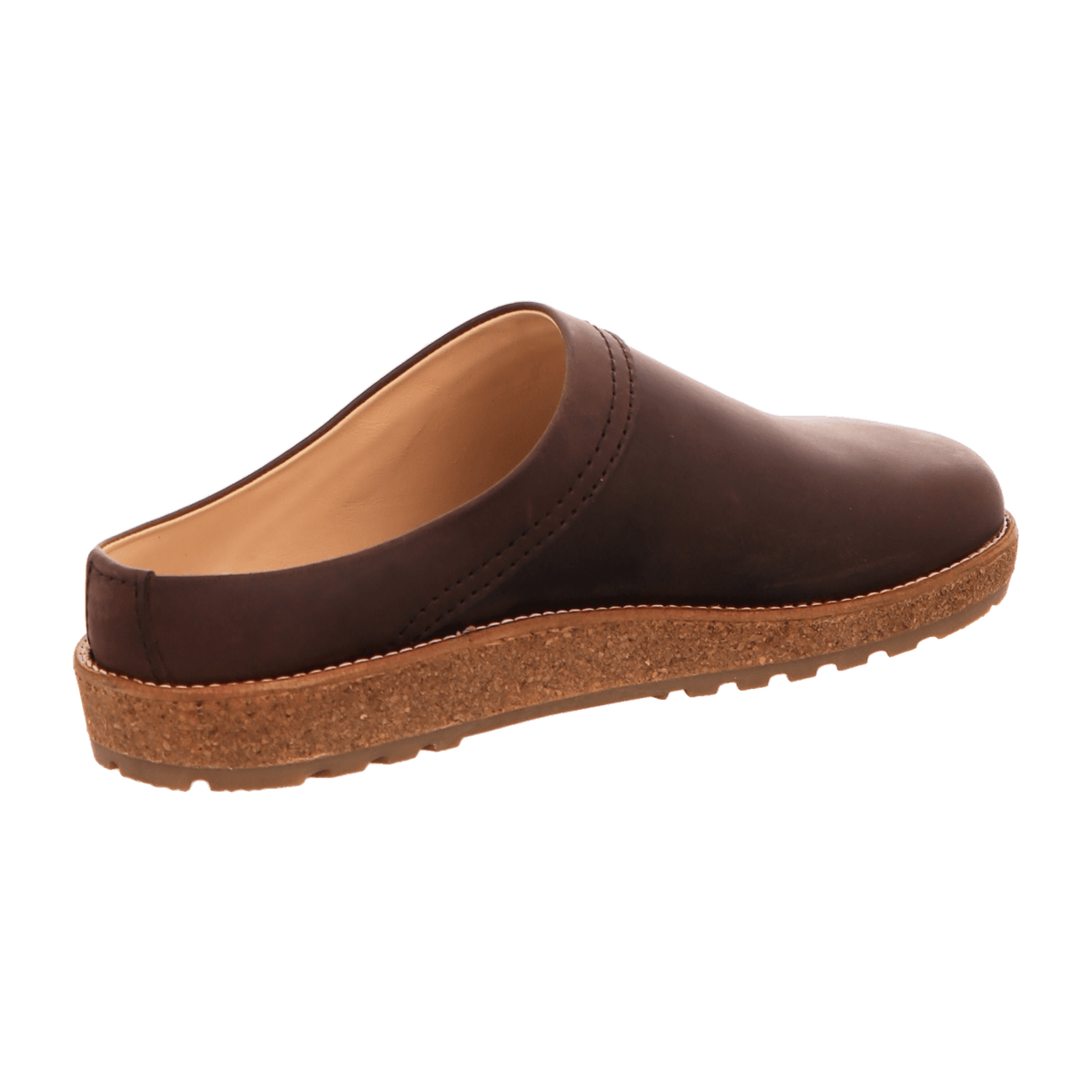 Haflinger Travel-Classic Men's Leather Clogs - Dark Brown Cork Footbed