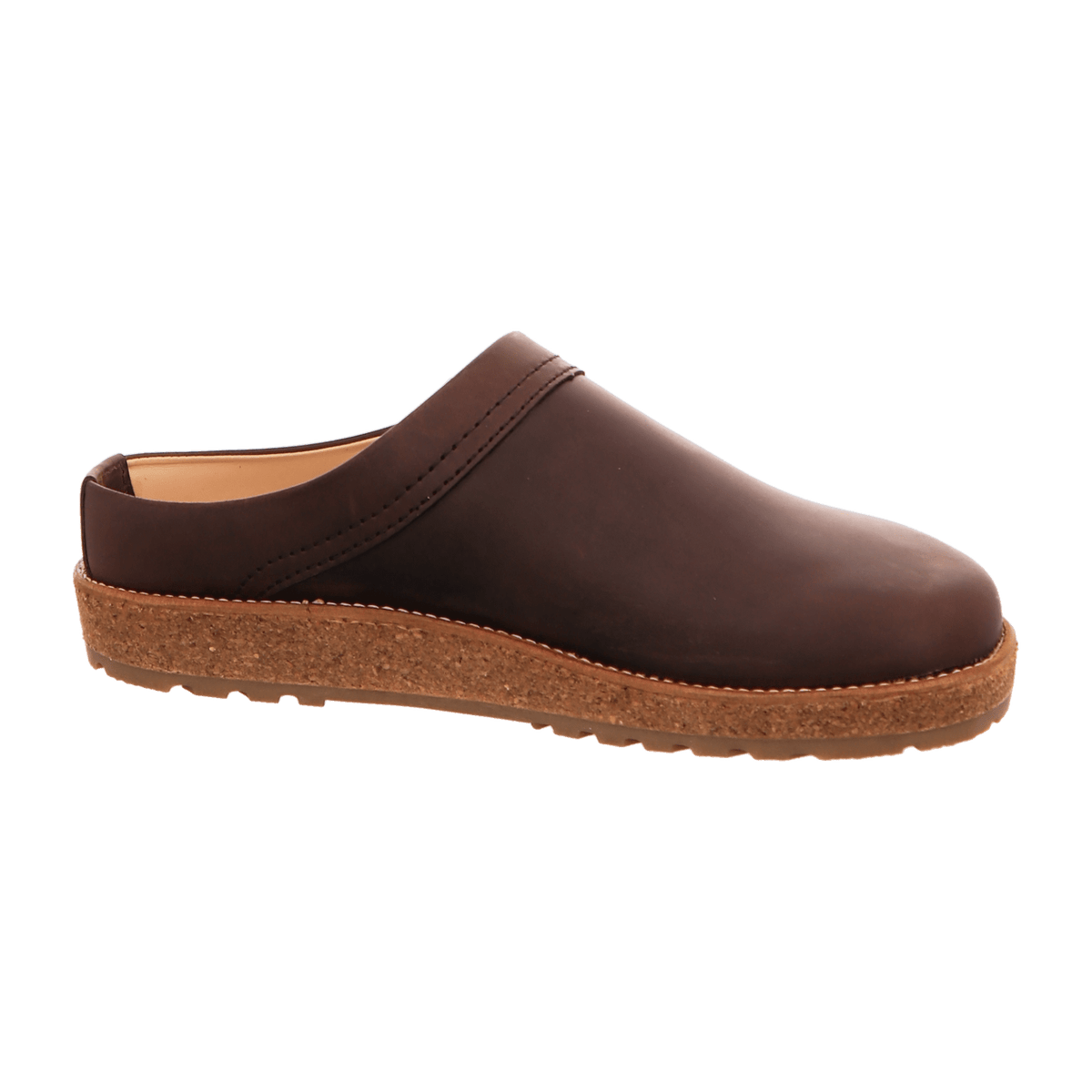 Haflinger Travel-Classic Men's Leather Clogs - Dark Brown Cork Footbed