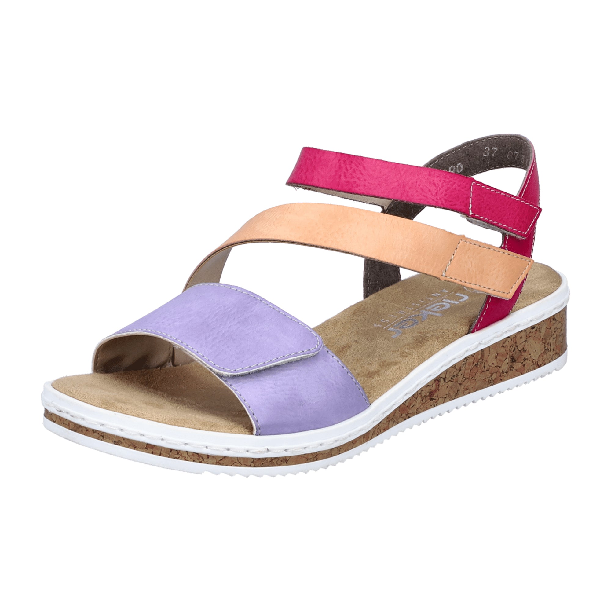 Rieker V367090 Women's Colorful Flat Shoes with Velcro Strap Synthetic Leather