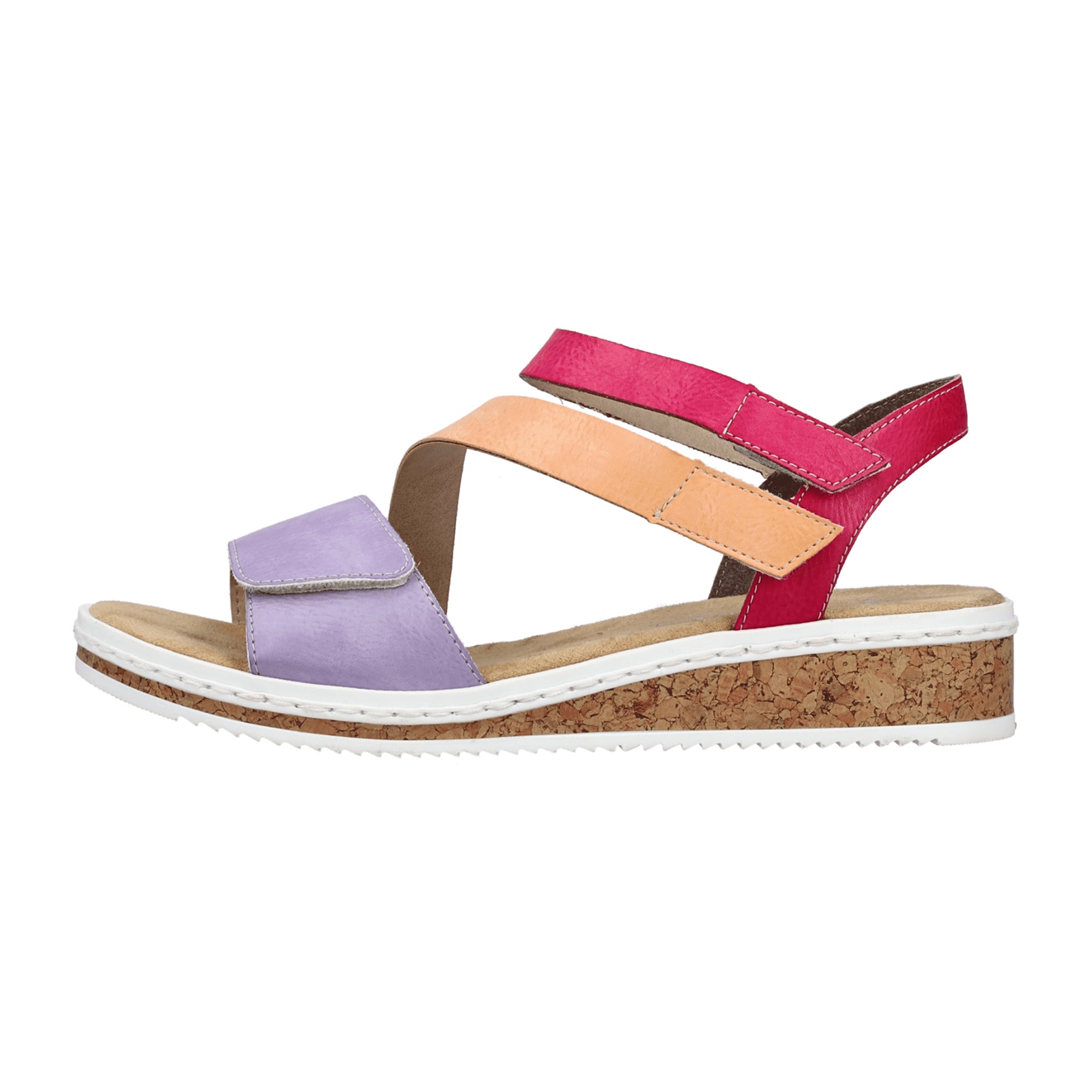 Rieker V367090 Women's Colorful Flat Shoes with Velcro Strap Synthetic Leather