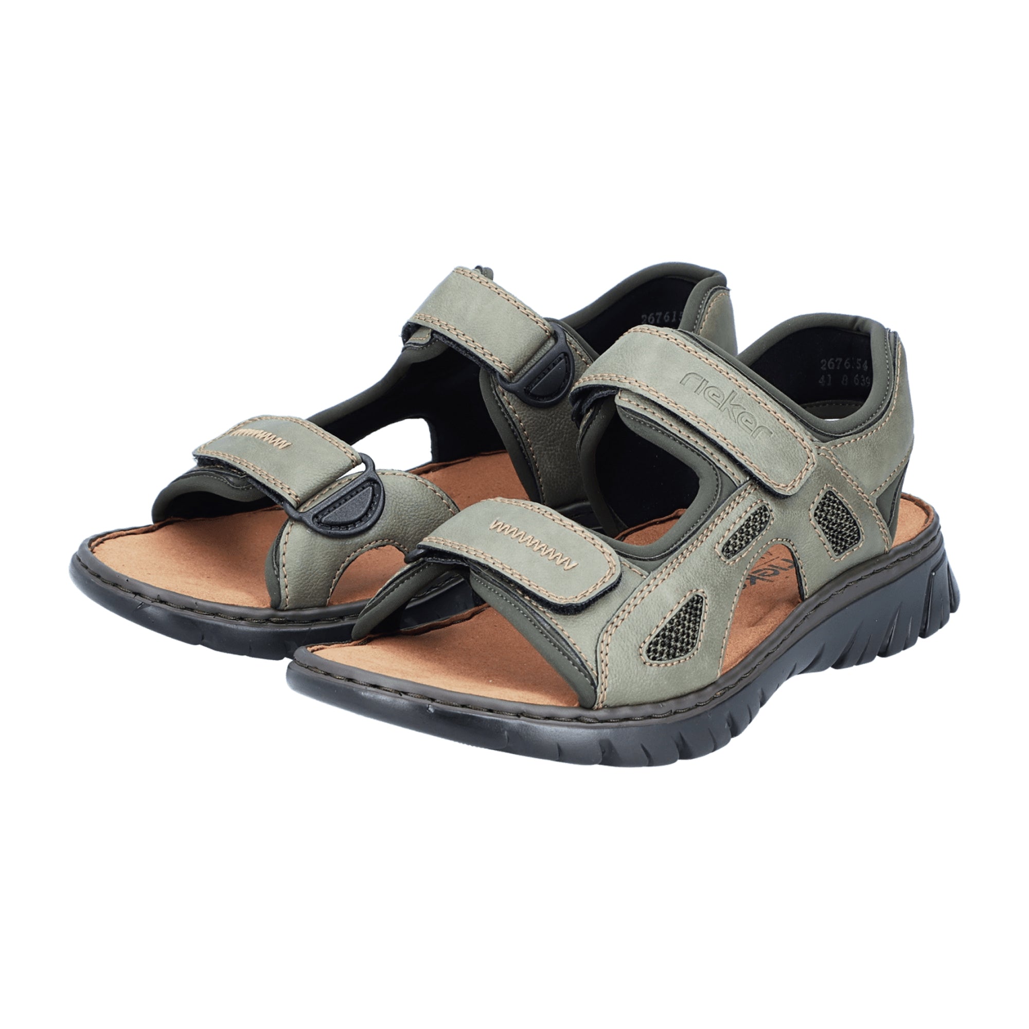 Rieker Green Men's Shoes Gray Synthetic Leather with Velcro Closure
