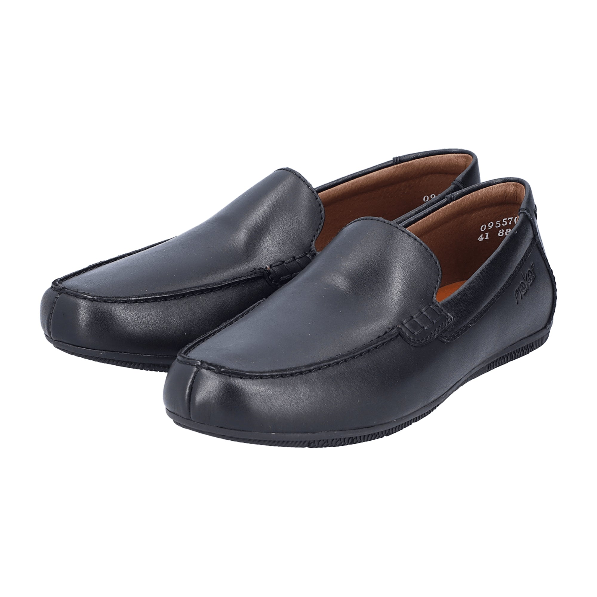 Rieker Men's Black Slip-On Leather Shoes Comfortable Lightweight Flexible Sole