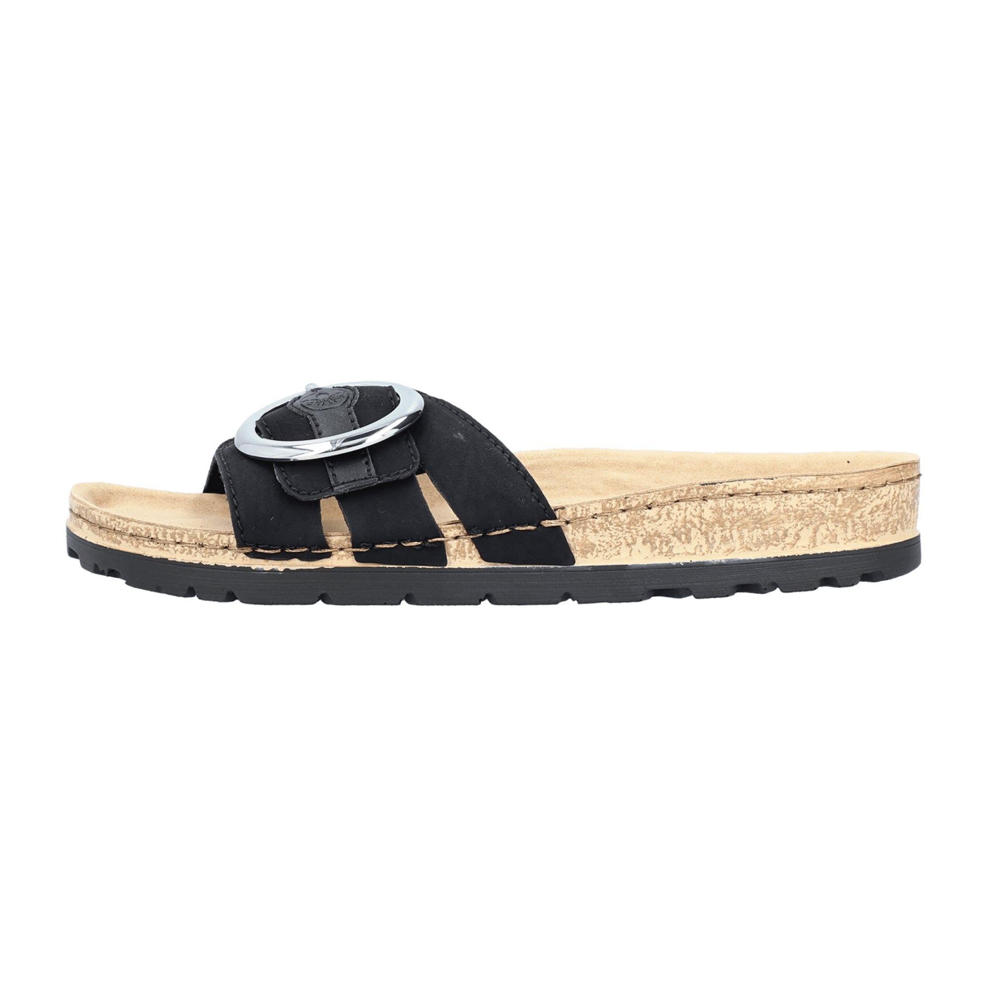 Rieker Black Women’s Sandals Flat Heel Narrow Fit Synthetic Leather