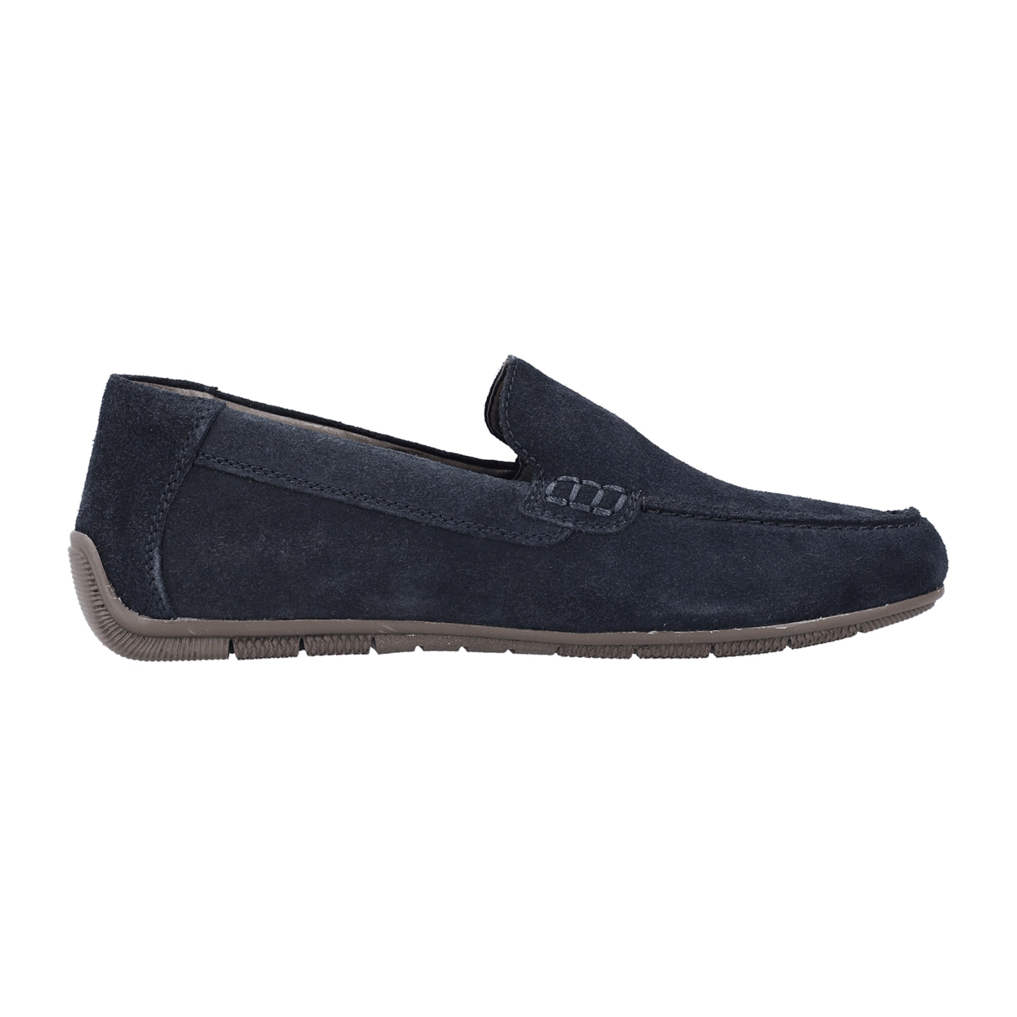 Rieker Blue Men's Slip-On Leather Shoes with Removable Insole and Flat Heel