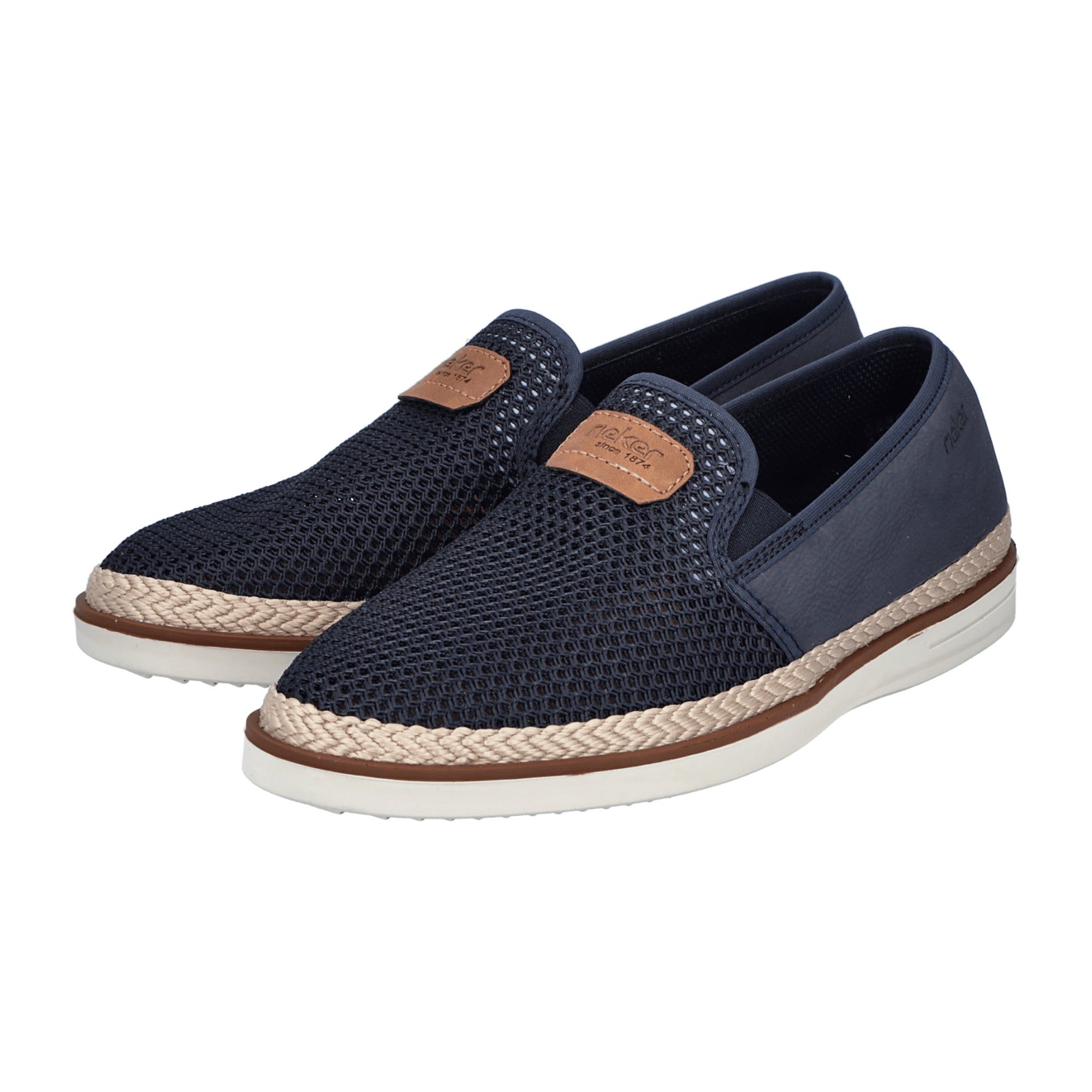 Rieker B2366-14 Men's Blue Casual Shoes Textile Upper Slip-On Normal Width